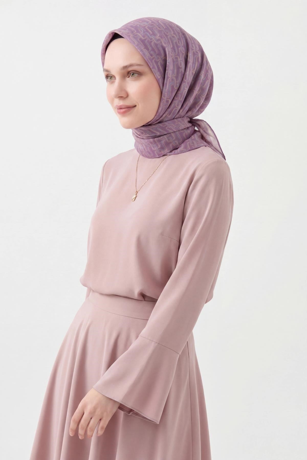 Soft Eşarp Zincir Desen Mor 90x90