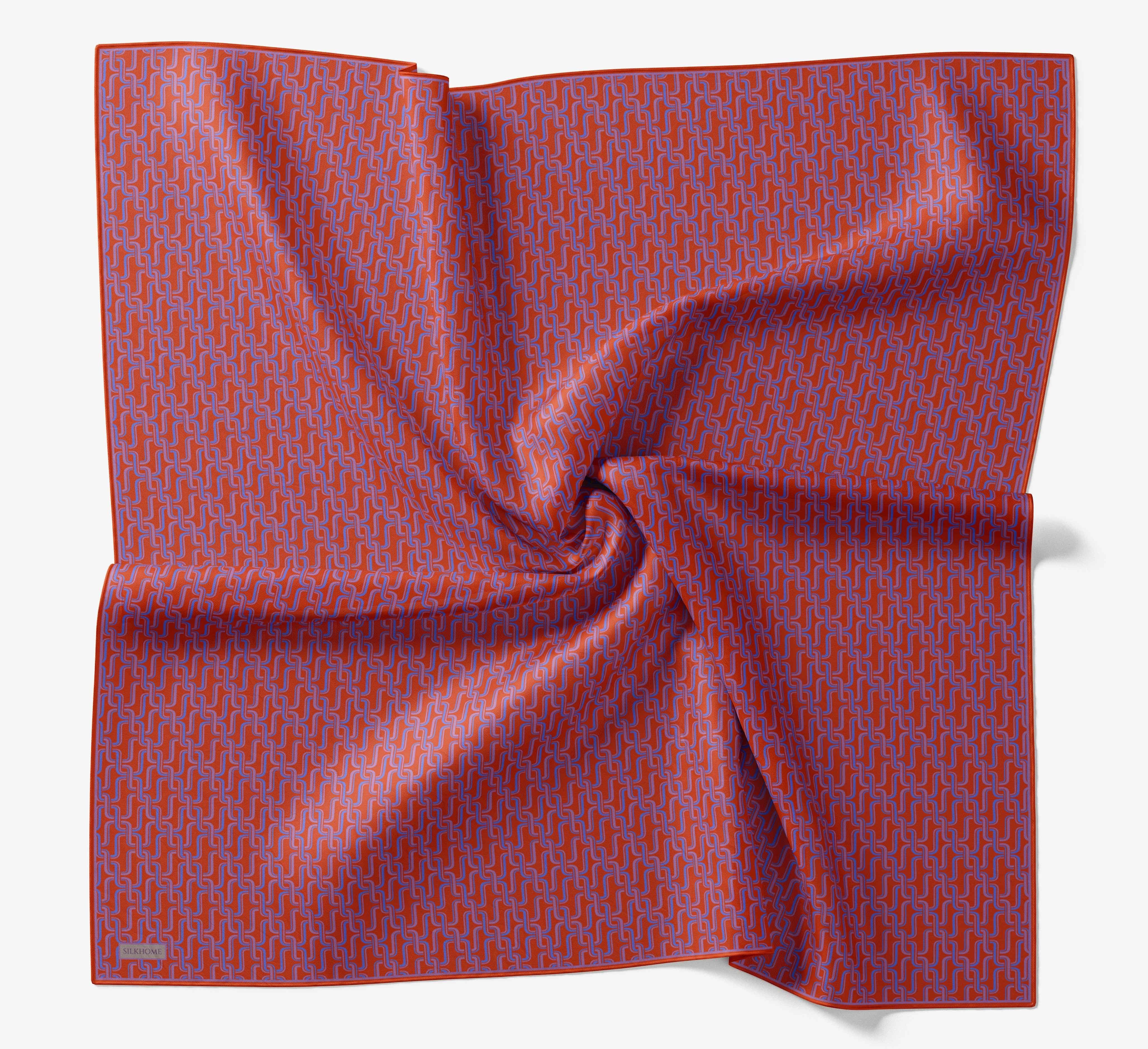 Soft Eşarp Zincir Desen Parlak Turuncu 90x90