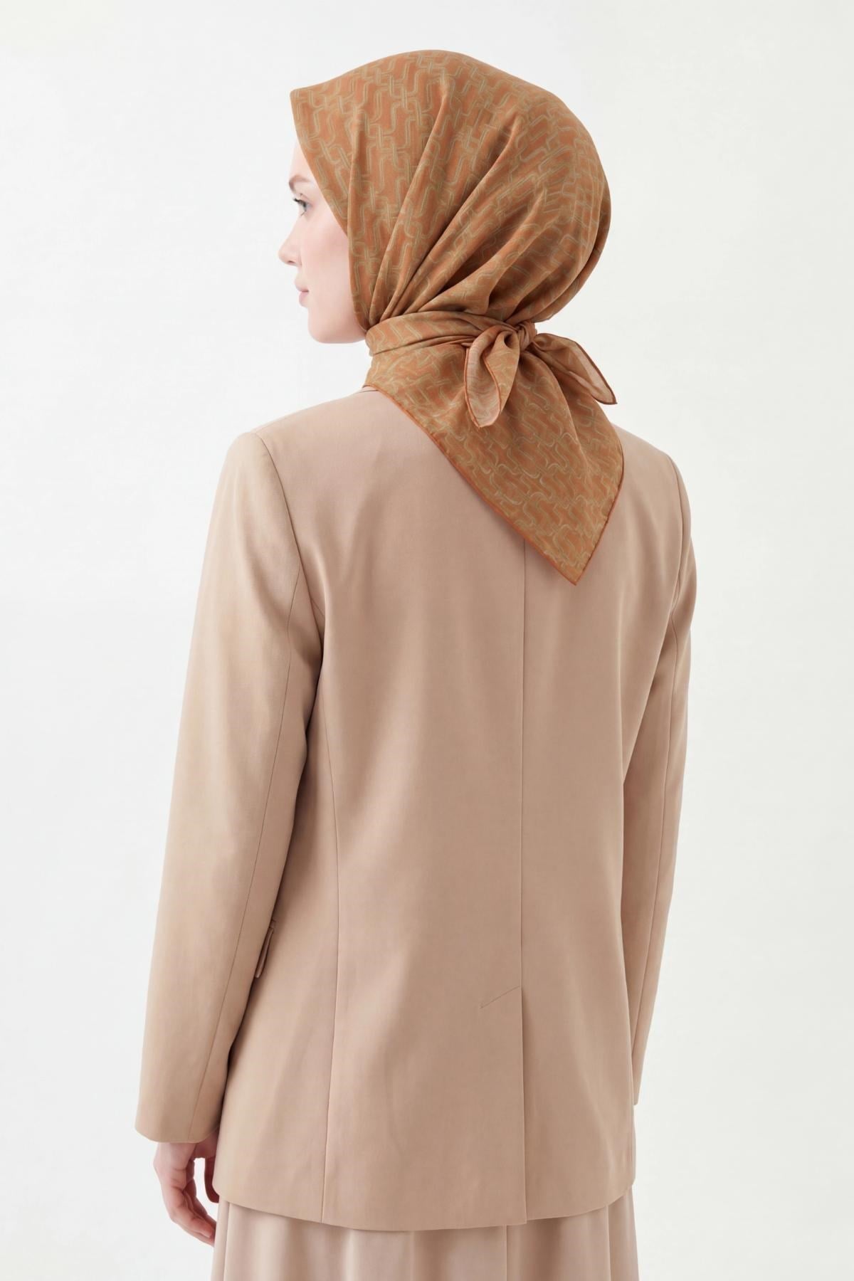 Soft Eşarp Zincir Desen Taba 90x90