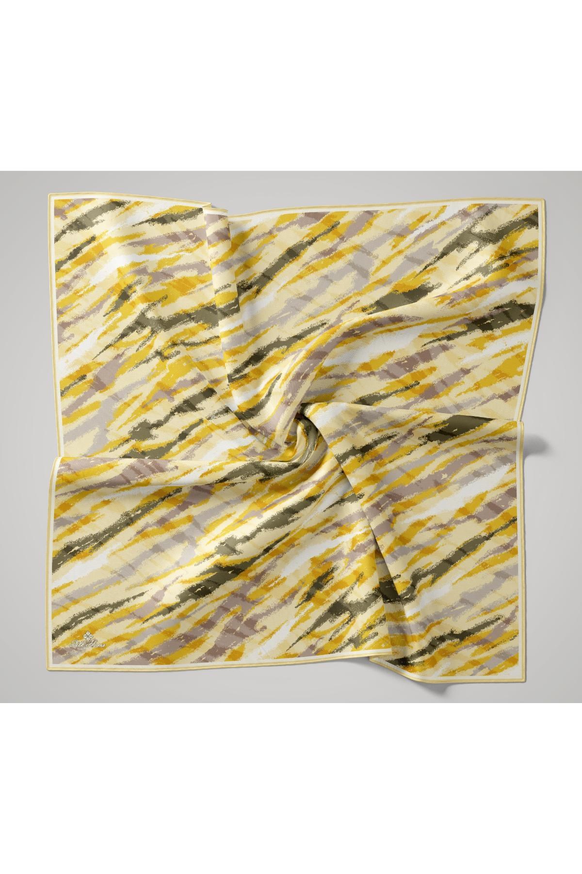 Soft Pamuk Eşarp Butter Yellow Sarı Desenli 90x90