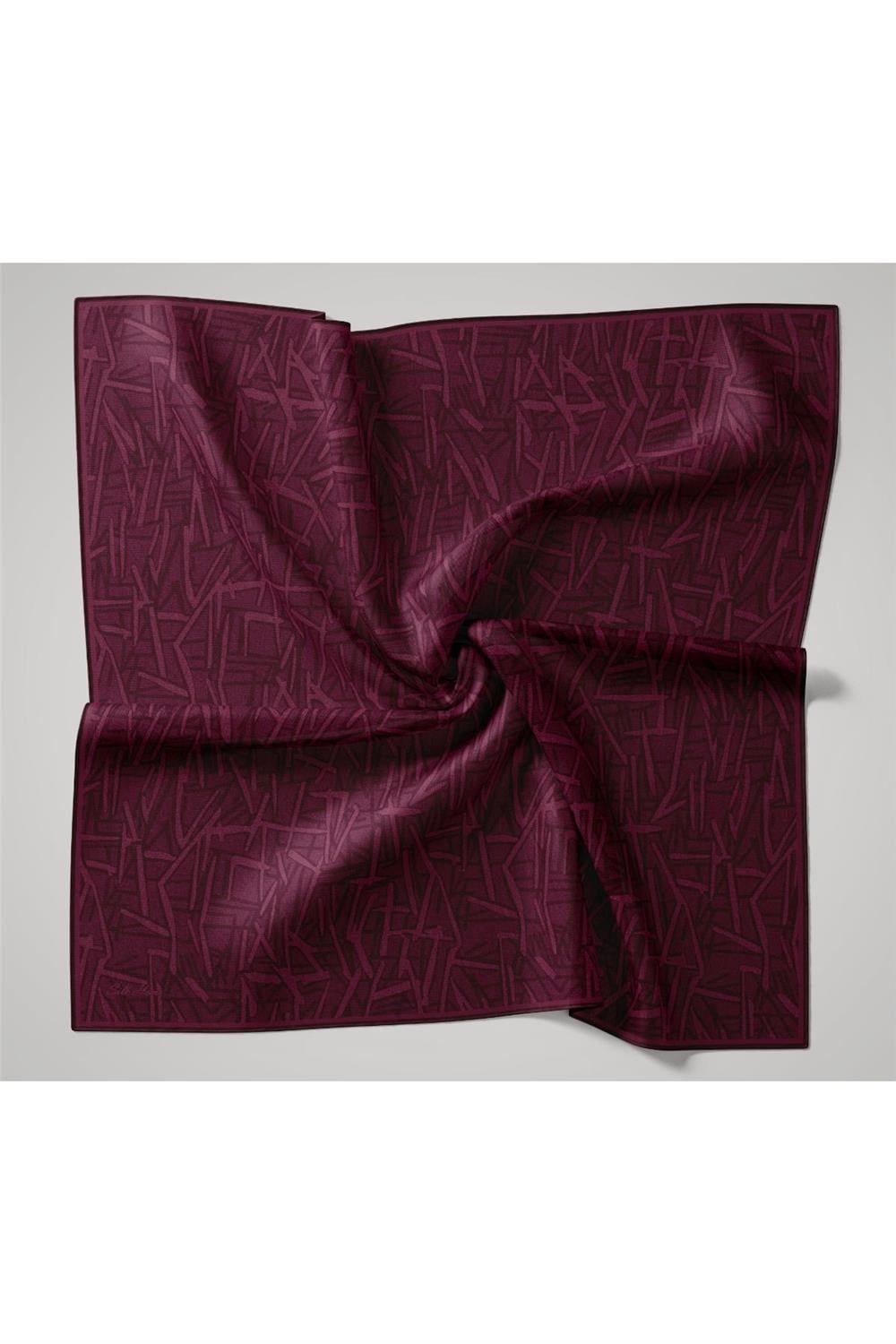 Soft Pamuk Eşarp Fuşya Pembe Bordo Geometrik Desenli Hafif Dokulu 90x90