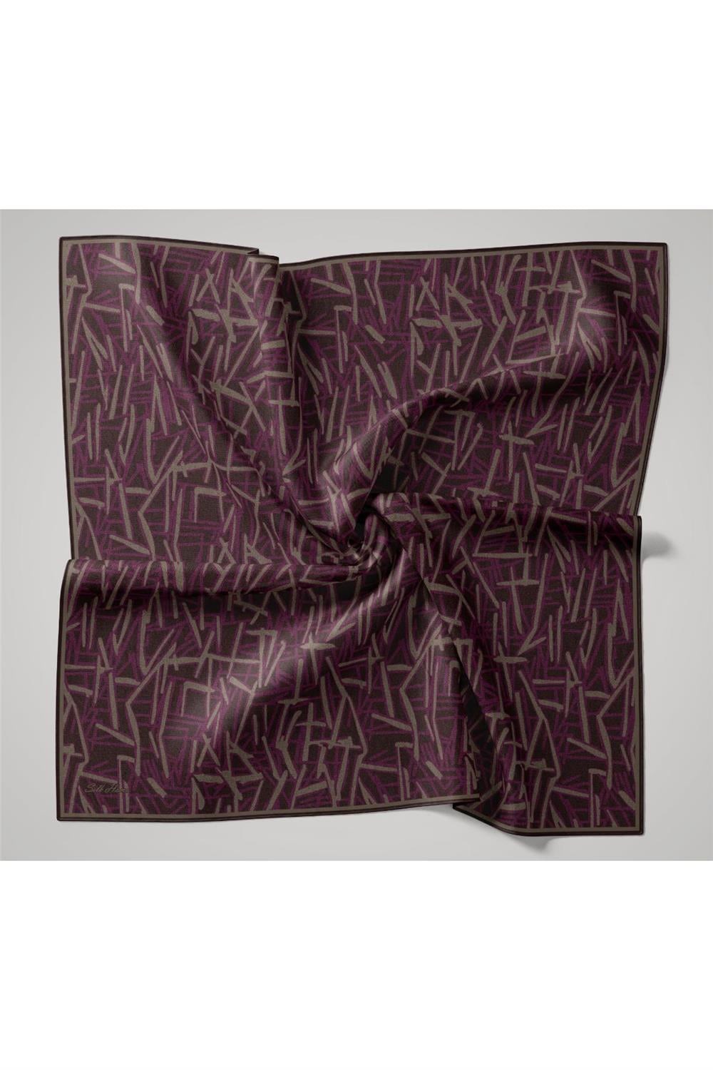 Soft Pamuk Eşarp Kahverengi Pembe Koyu Vizon Geometrik Desenli Hafif Dokulu 90x90
