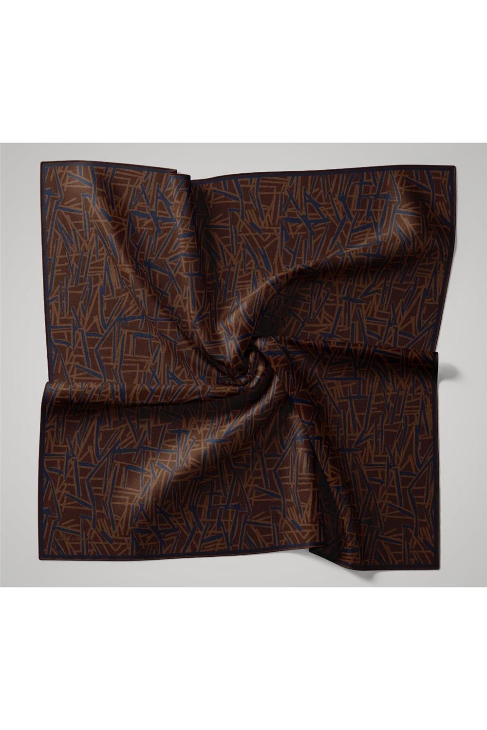 Soft Pamuk Eşarp Kızıl Kahve Lacivert Taba Geometrik Desenli Hafif Dokulu 90x90