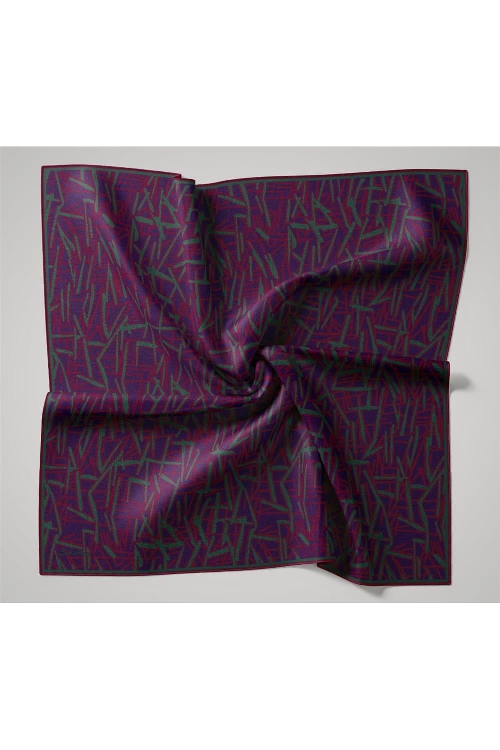 Soft Pamuk Eşarp Mor Narçiçeği Patina Geometrik Desenli Hafif Dokulu 90x90