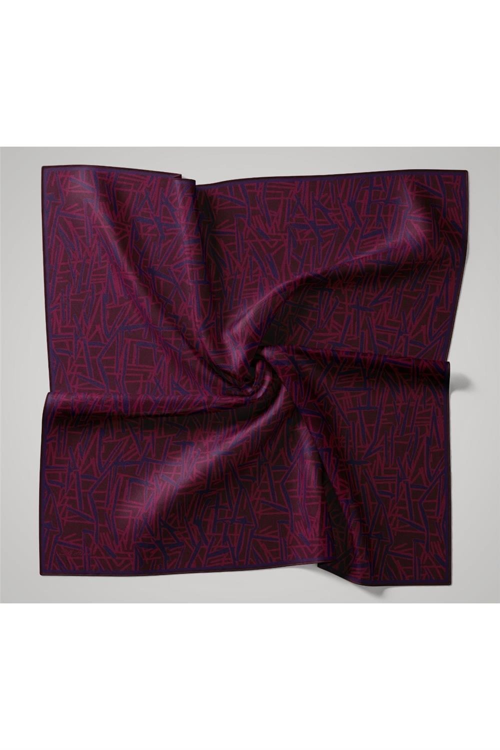 Soft Pamuk Eşarp Vişne Gece Mavi Fuşya Geometrik Desenli Hafif Dokulu 90x90