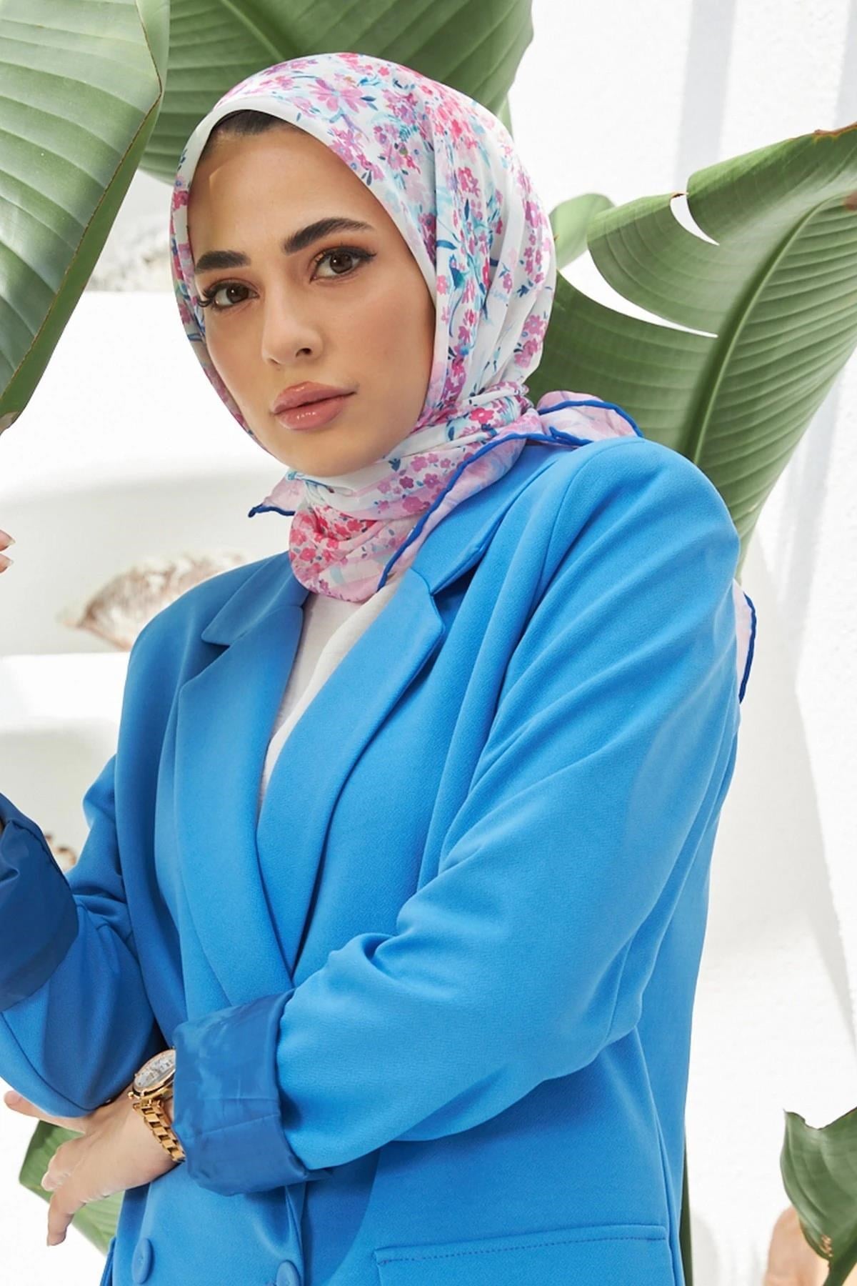Sümbül Pembe Pamuk Viskon Eşarp