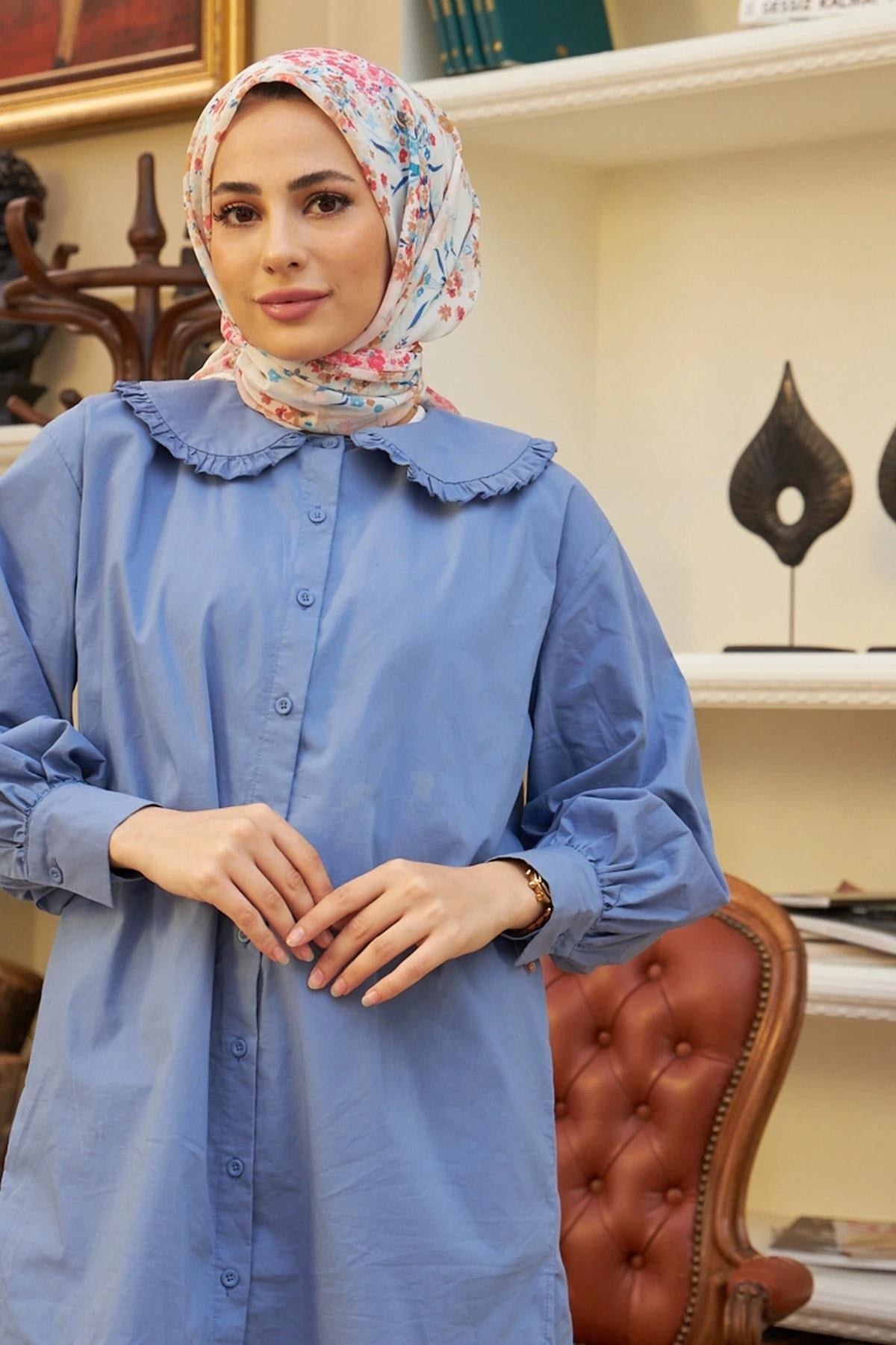 Sümbül Pudra Pamuk Viskon Eşarp