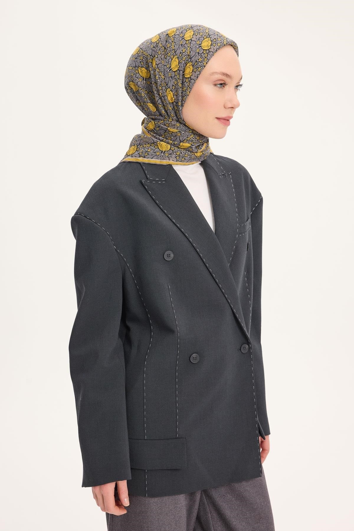 Tencel Monare Eşarp Bahar Desen Sarı 90X90