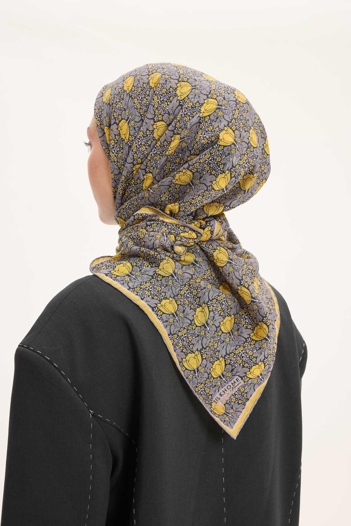 Tencel Monare Eşarp Bahar Desen Sarı 90X90