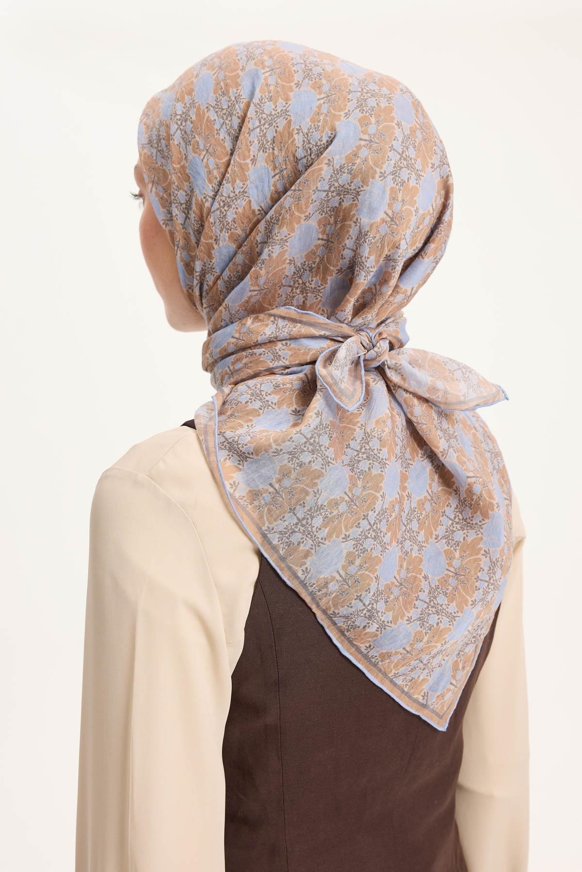 Tencel Monare Eşarp Bahar Desen Taba 90X90