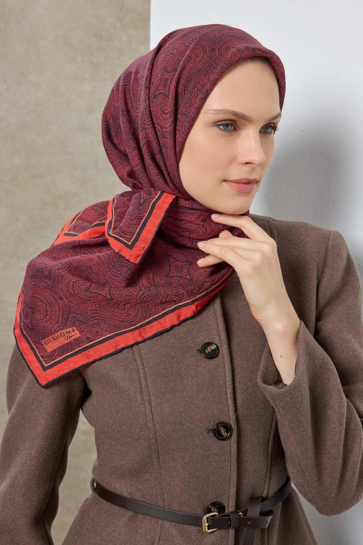 Tencel Monare Eşarp Etnik Desen Siyah 90X90