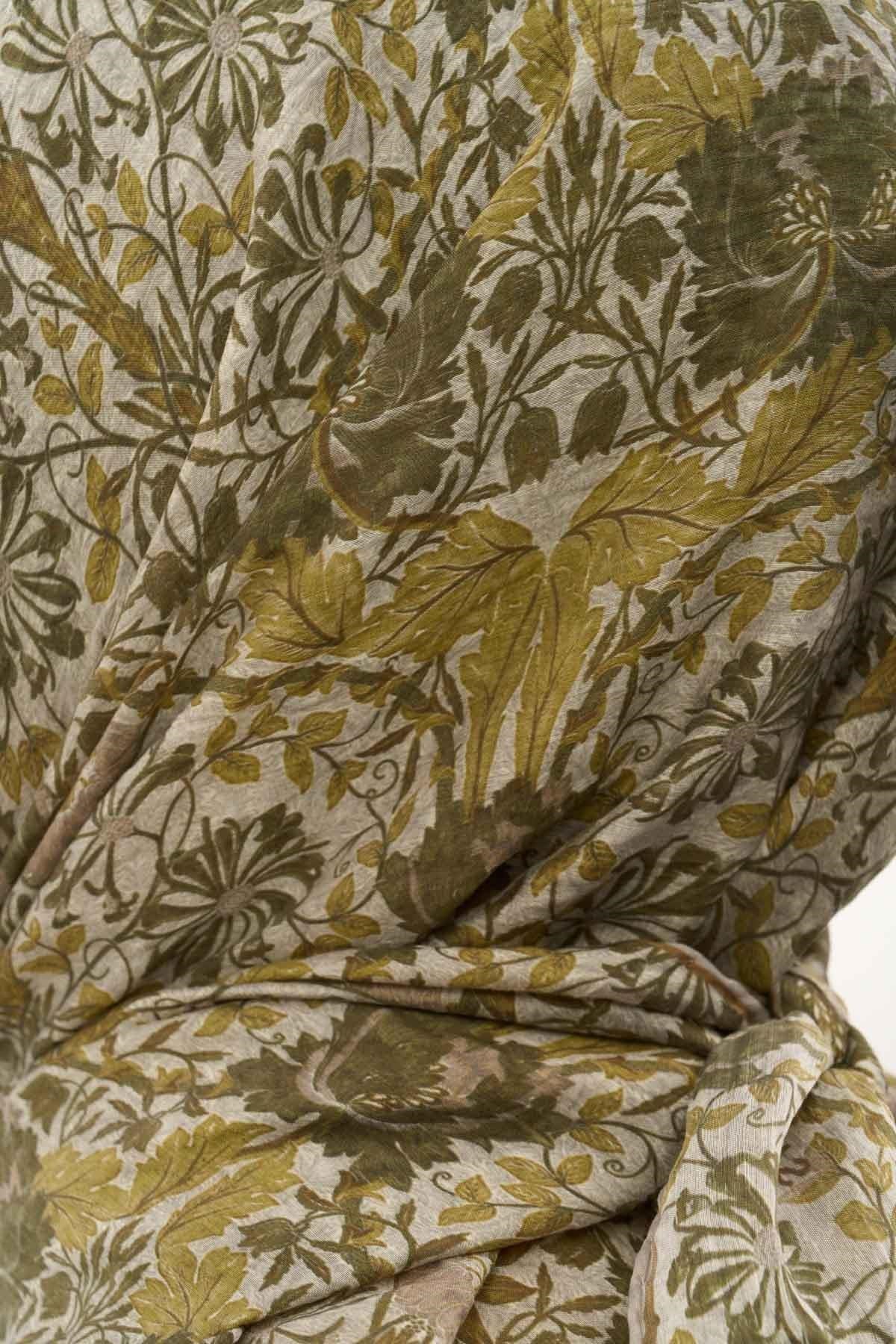 Tencel Monare Eşarp Floral Desen Taş 90X90