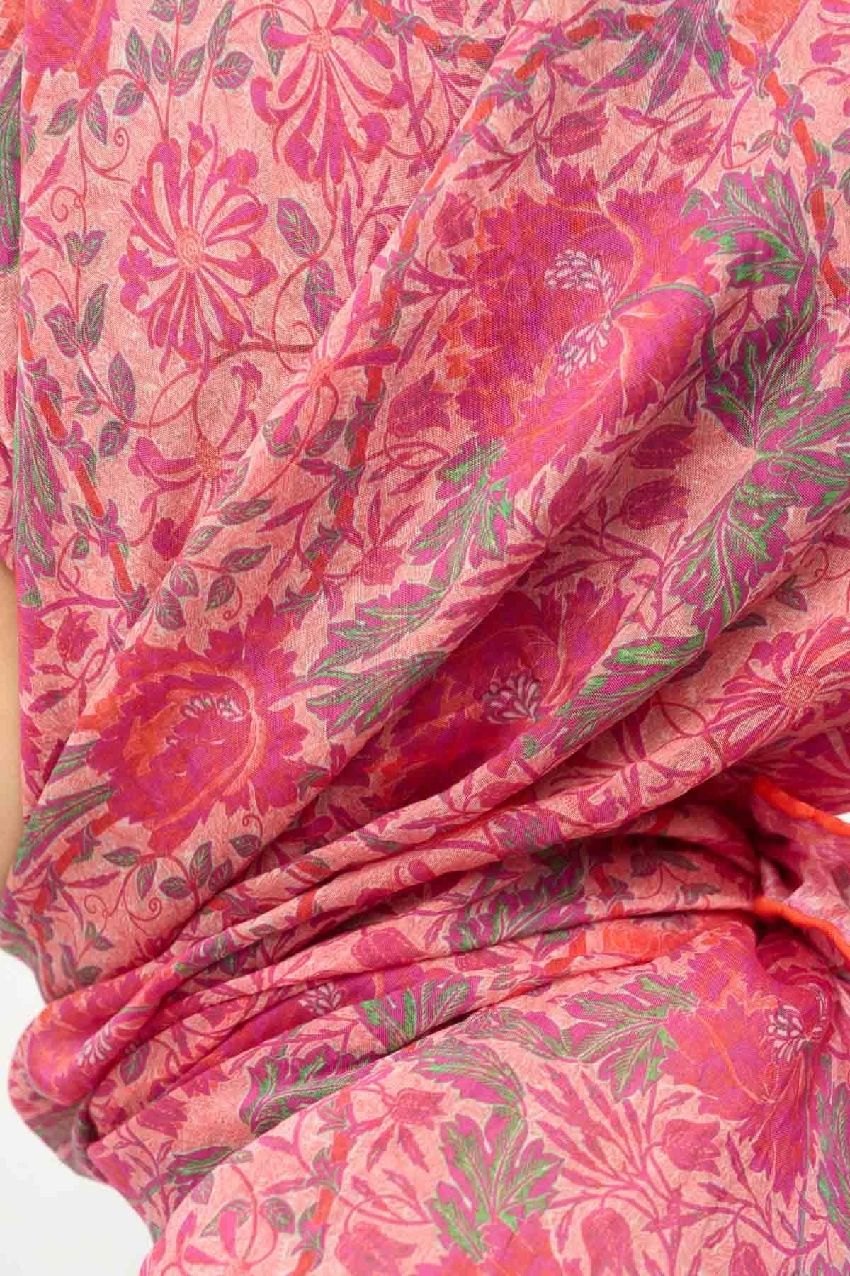 Tencel Monare Eşarp Floral Desen Tozpembe 90X90