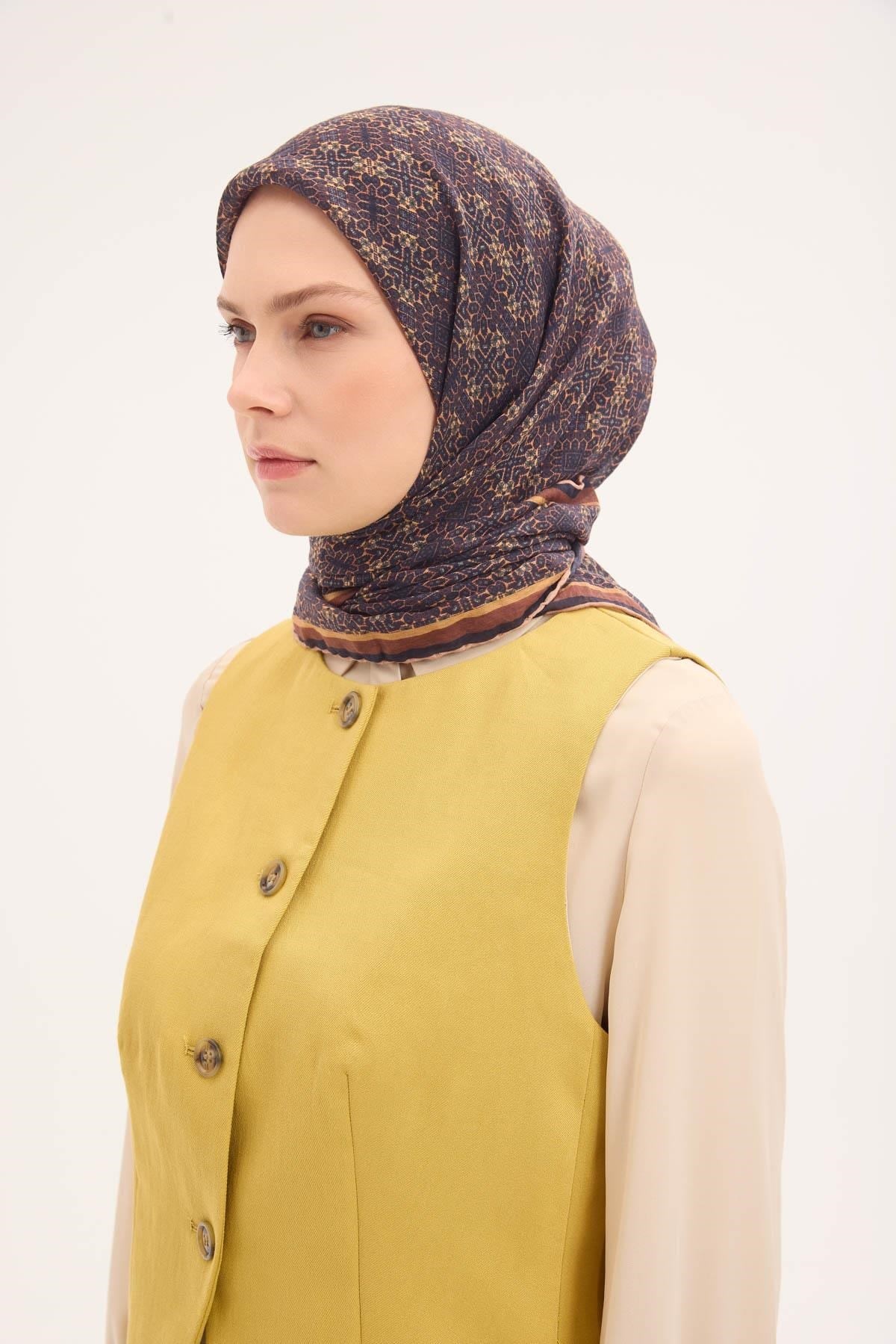 Tencel Monare Eşarp Geometrik Motif Desen 90X90