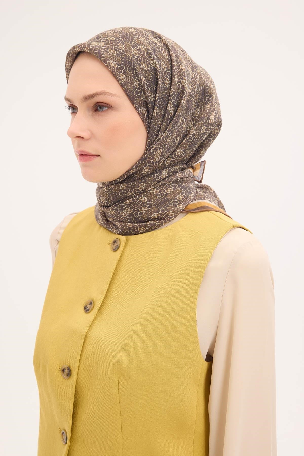 Tencel Monare Eşarp Geometrik Motif Desen 90X90