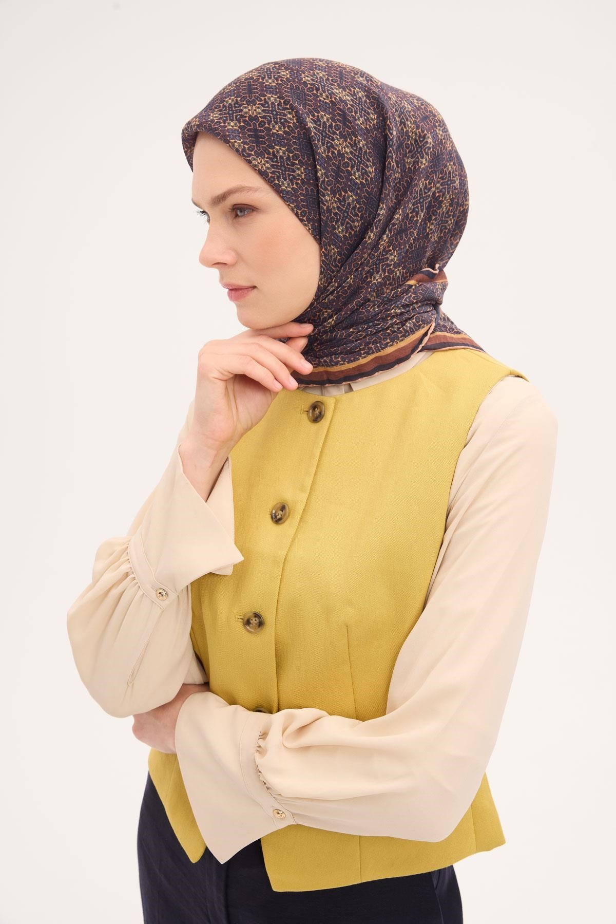 Tencel Monare Eşarp Geometrik Motif Desen 90X90
