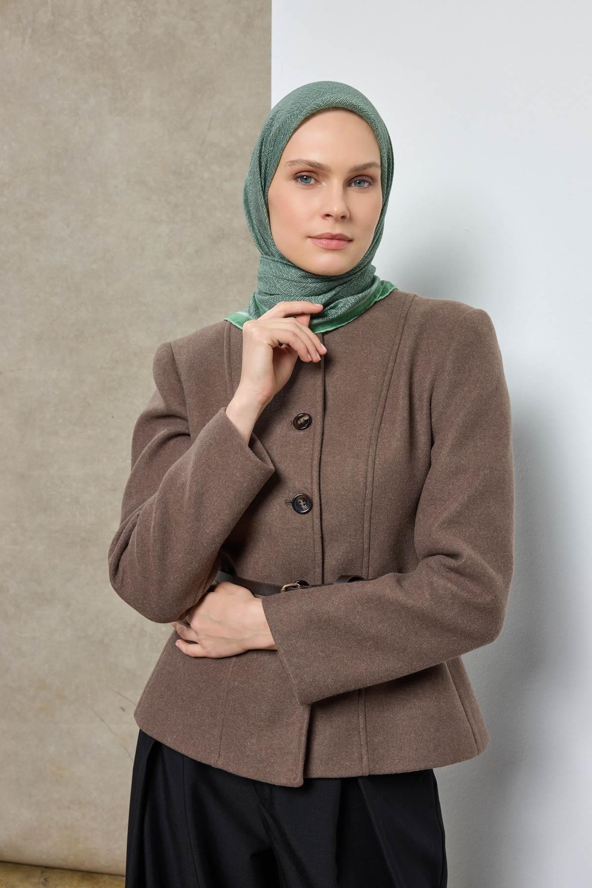 Tencel Monare Eşarp Labirent Desen Çam Yeşili 90X90