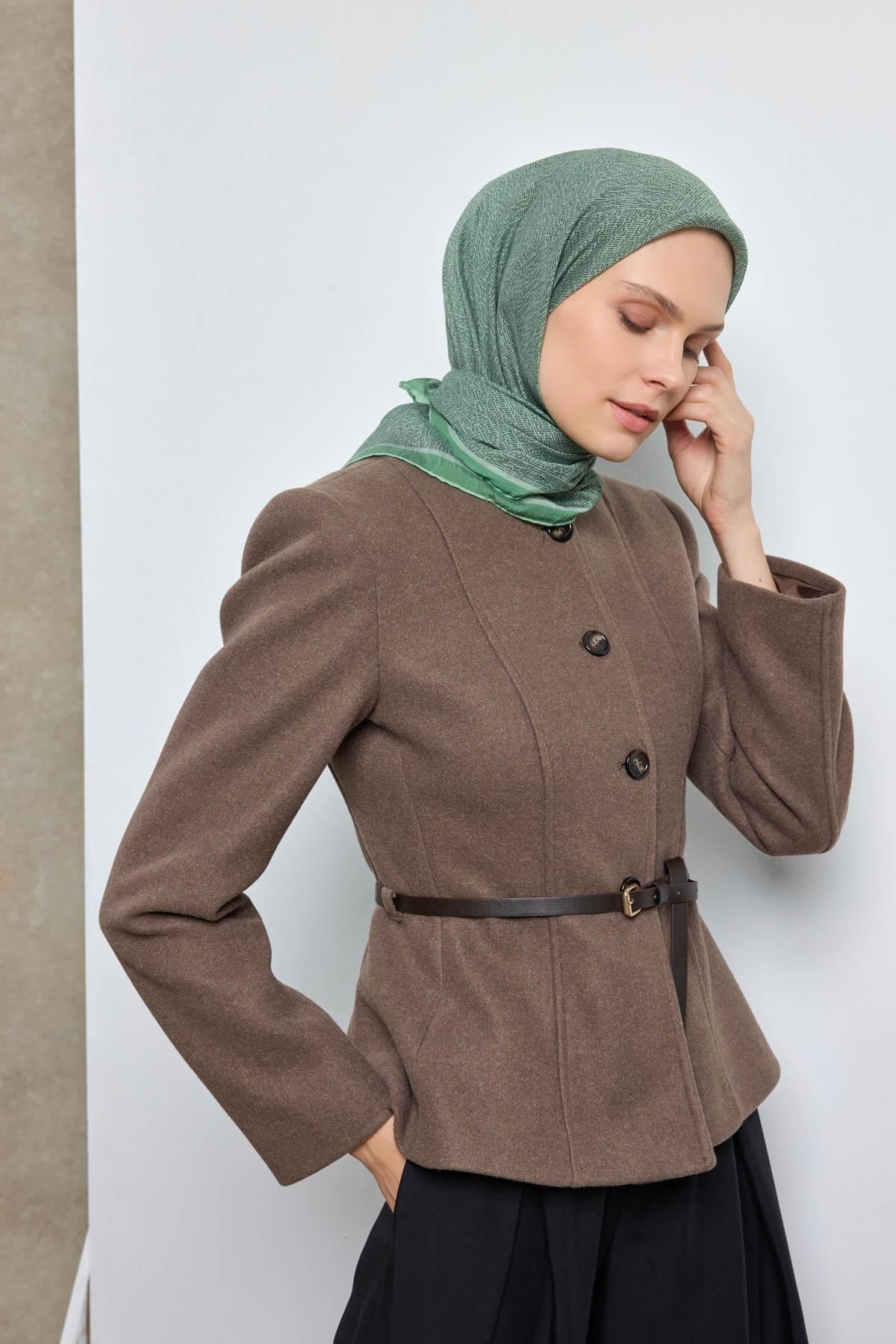 Tencel Monare Eşarp Labirent Desen Çam Yeşili 90X90