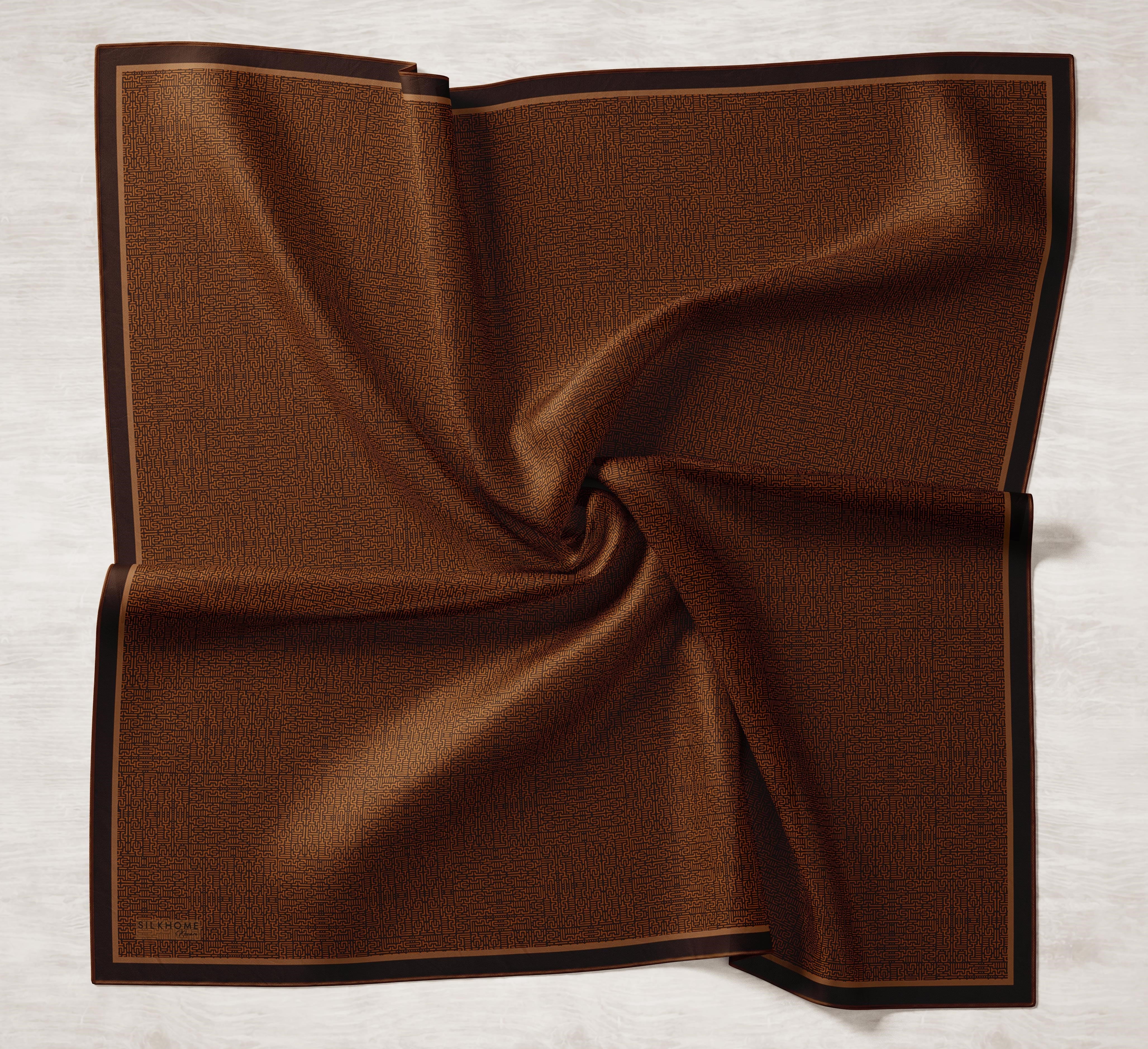 Tencel Monare Eşarp Labirent Desen Tarçın 90X90