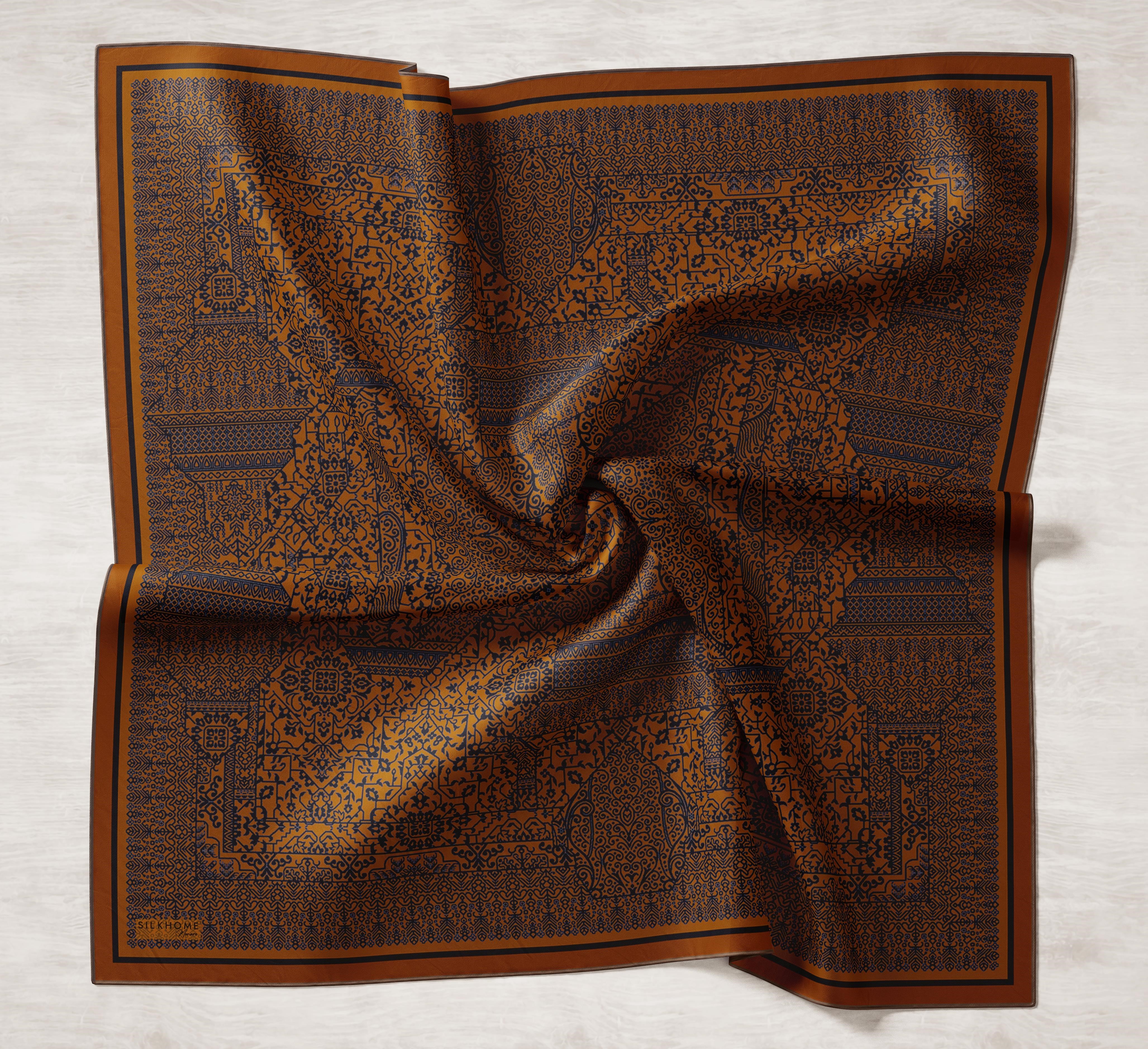 Tencel Monare Eşarp Madalyon Desen Taba 90X90