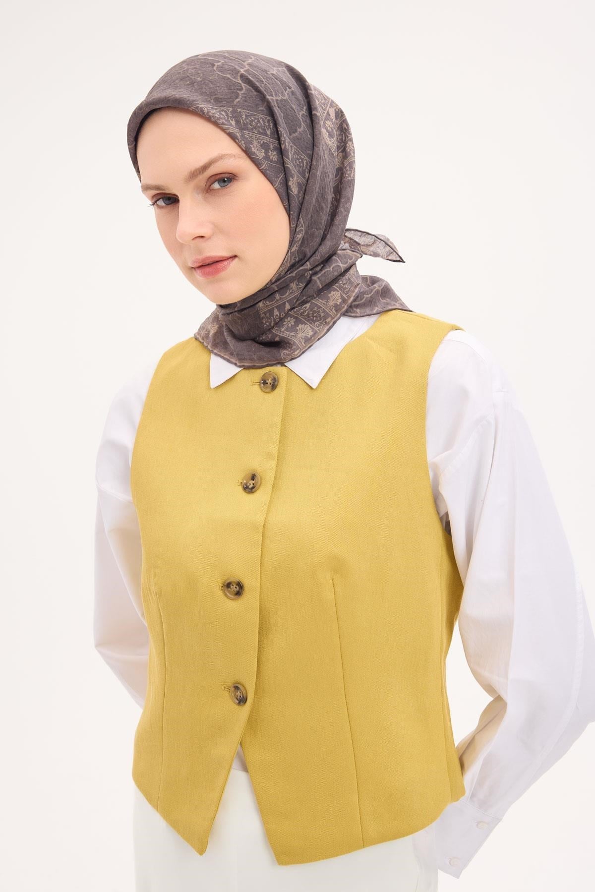 Tencel Monare Eşarp Osmanlı Desen Gri 90X90