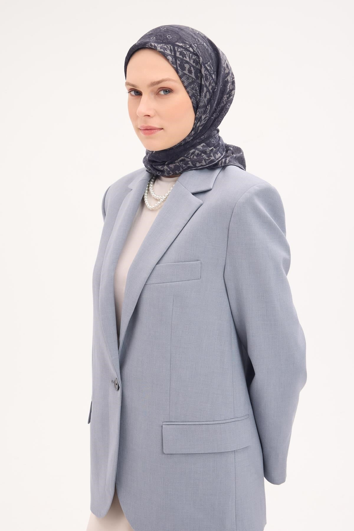 Tencel Monare Eşarp Osmanlı Desen Koyu Antrasit 90