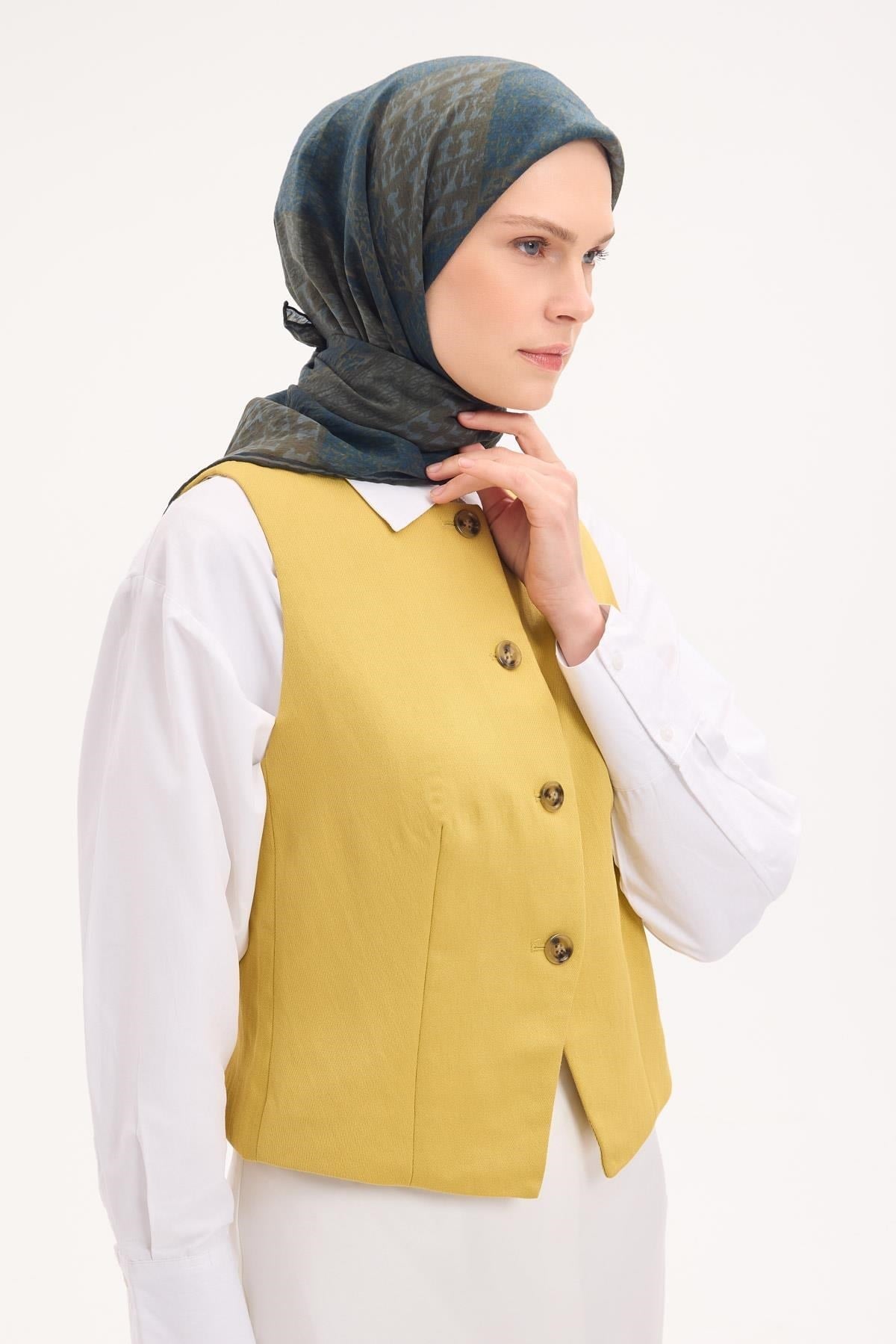 Tencel Monare Eşarp Osmanlı Desen Koyu Yeşil 90X90