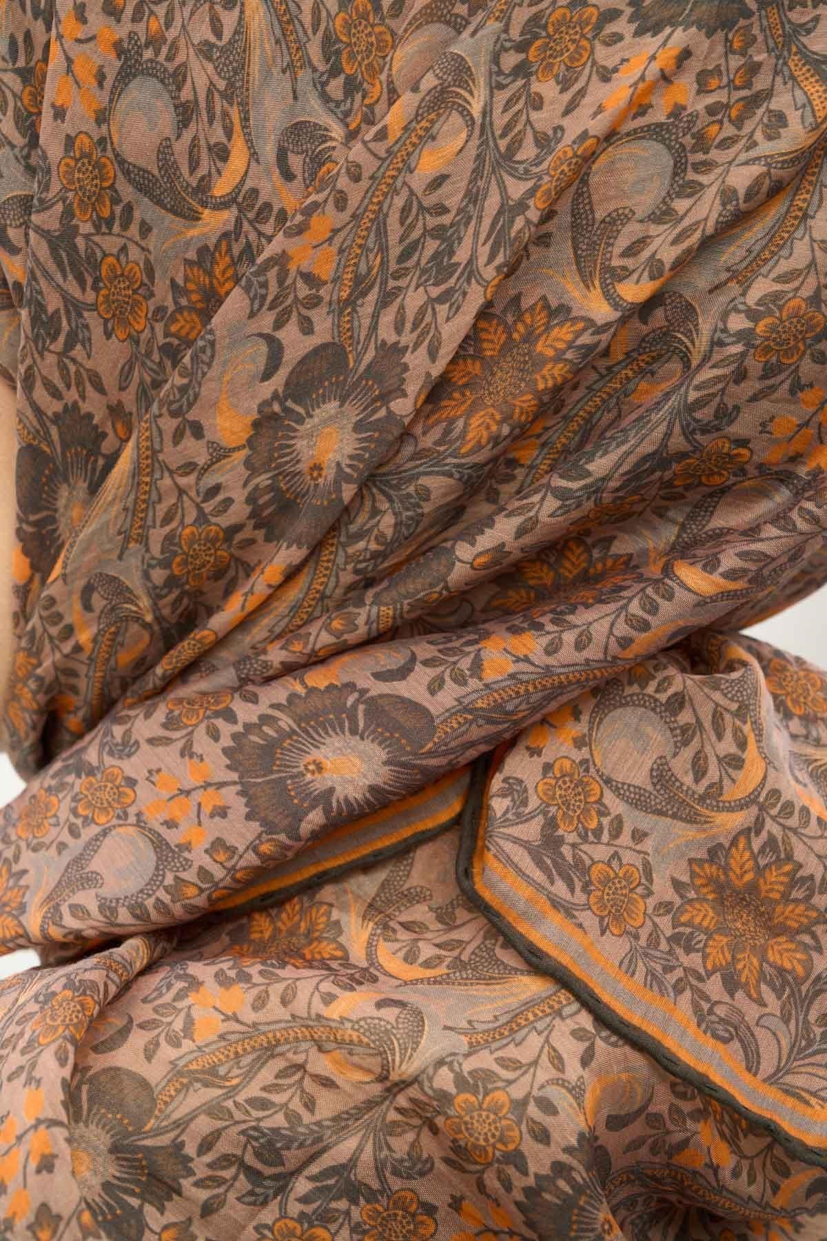 Tencel Monare Eşarp Papatya Desen Mocha Mouse 90X90