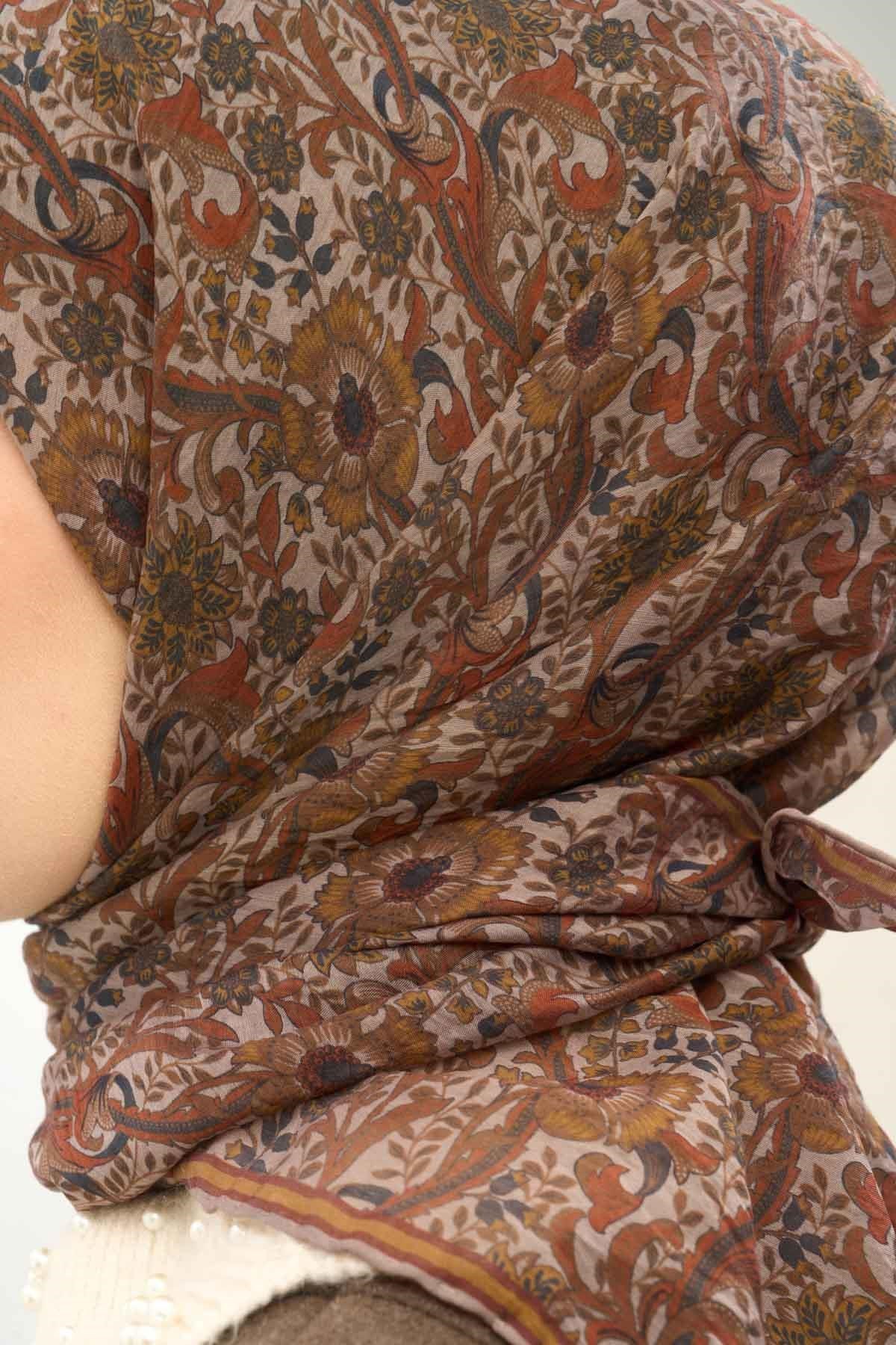 Tencel Monare Eşarp Papatya Desen Taş 90X90