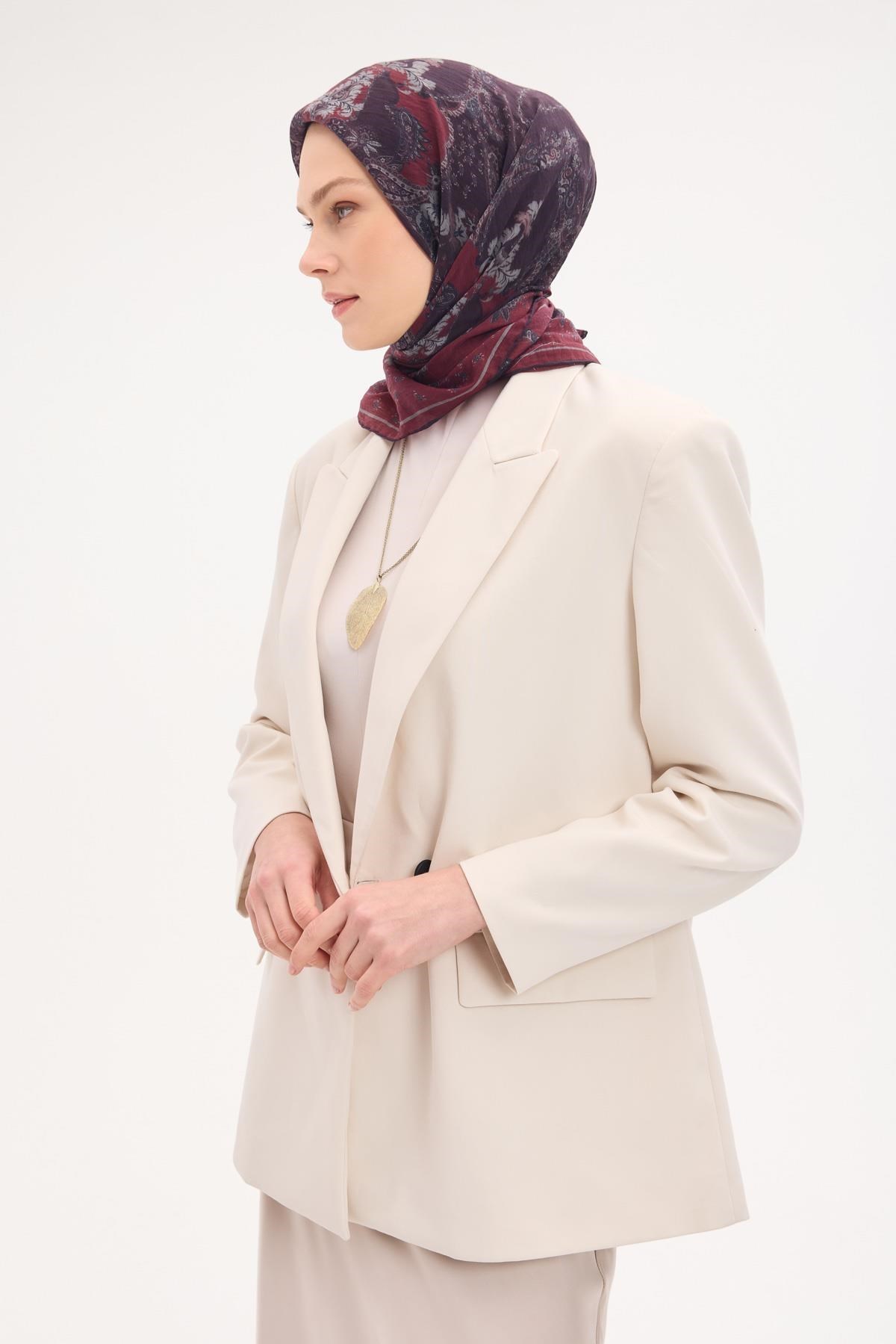 Tencel Monare Eşarp Şal Desen Bordo 90x90