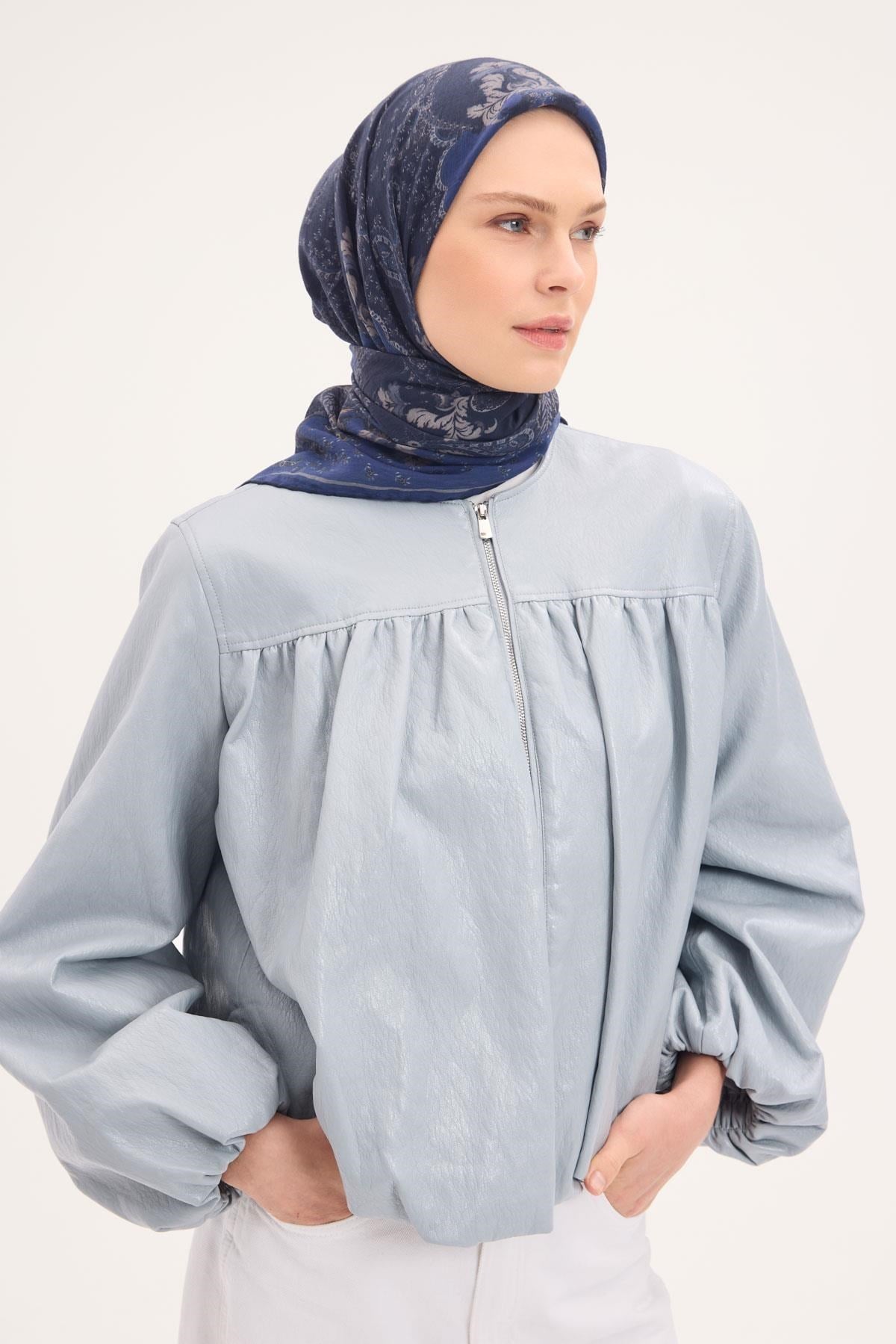Tencel Monare Eşarp Şal Desen Gece Mavisi 90x90