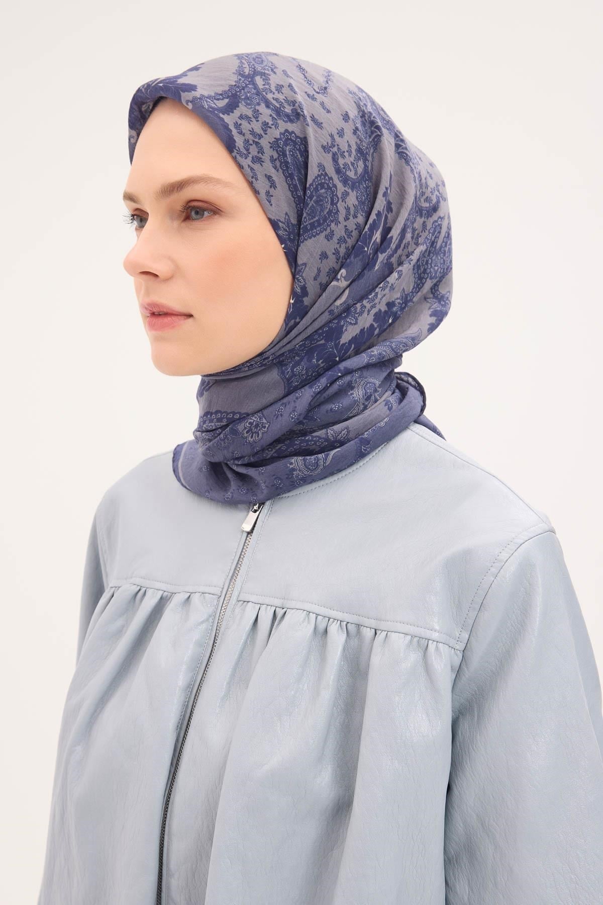 Tencel Monare Eşarp Şal Desen Indigo 90x90