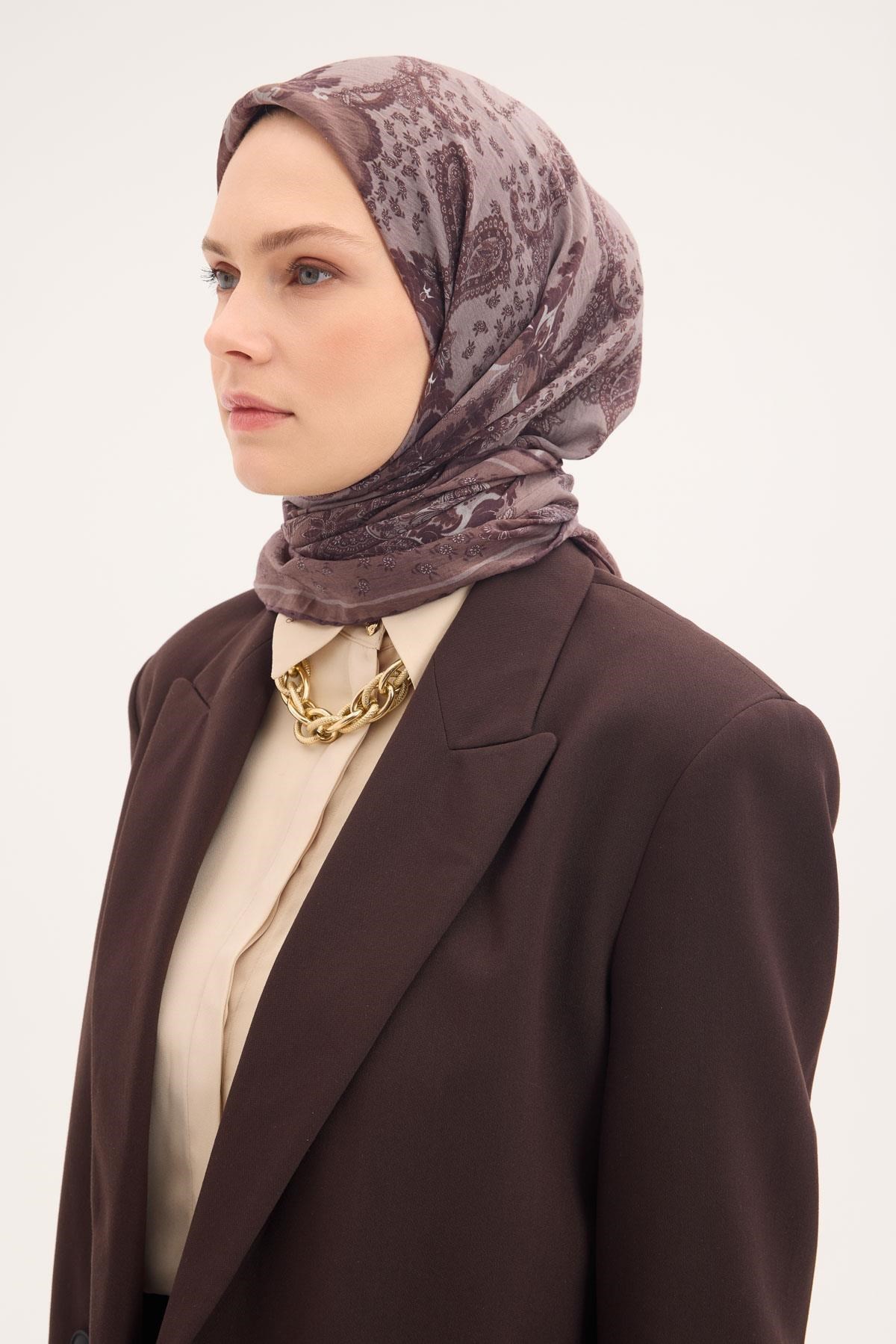 Tencel Monare Eşarp Şal Desen Mocha 90x90