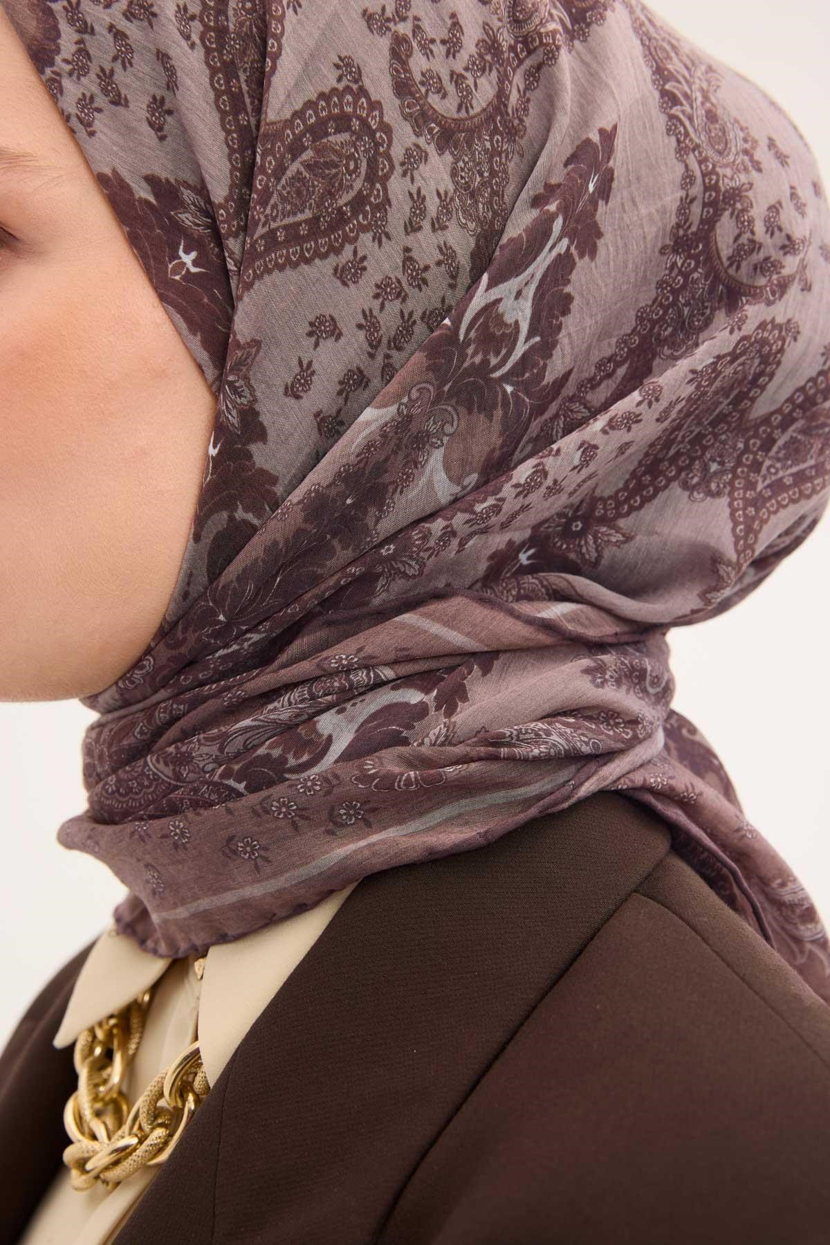 Tencel Monare Eşarp Şal Desen Mocha 90x90