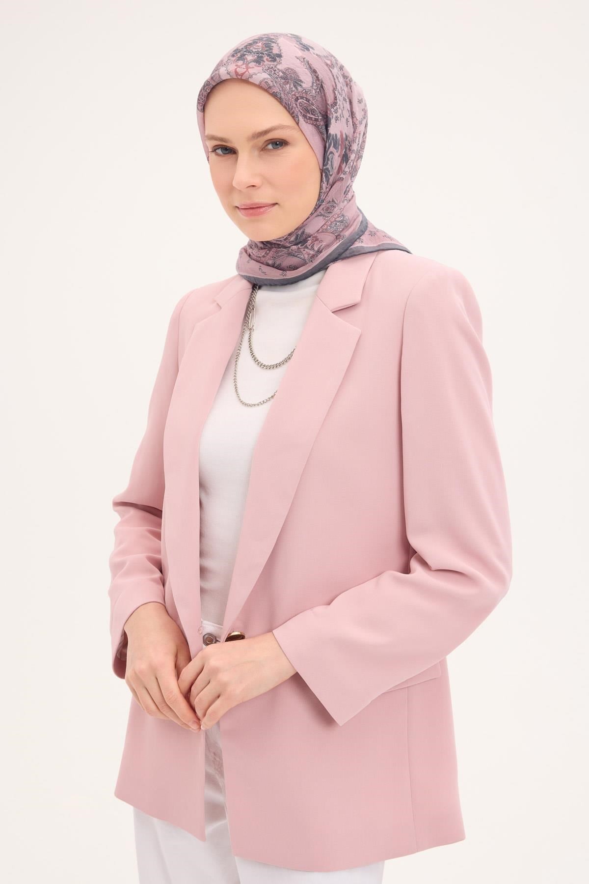 Tencel Monare Eşarp Şal Desen Pudra Vizon 90x90