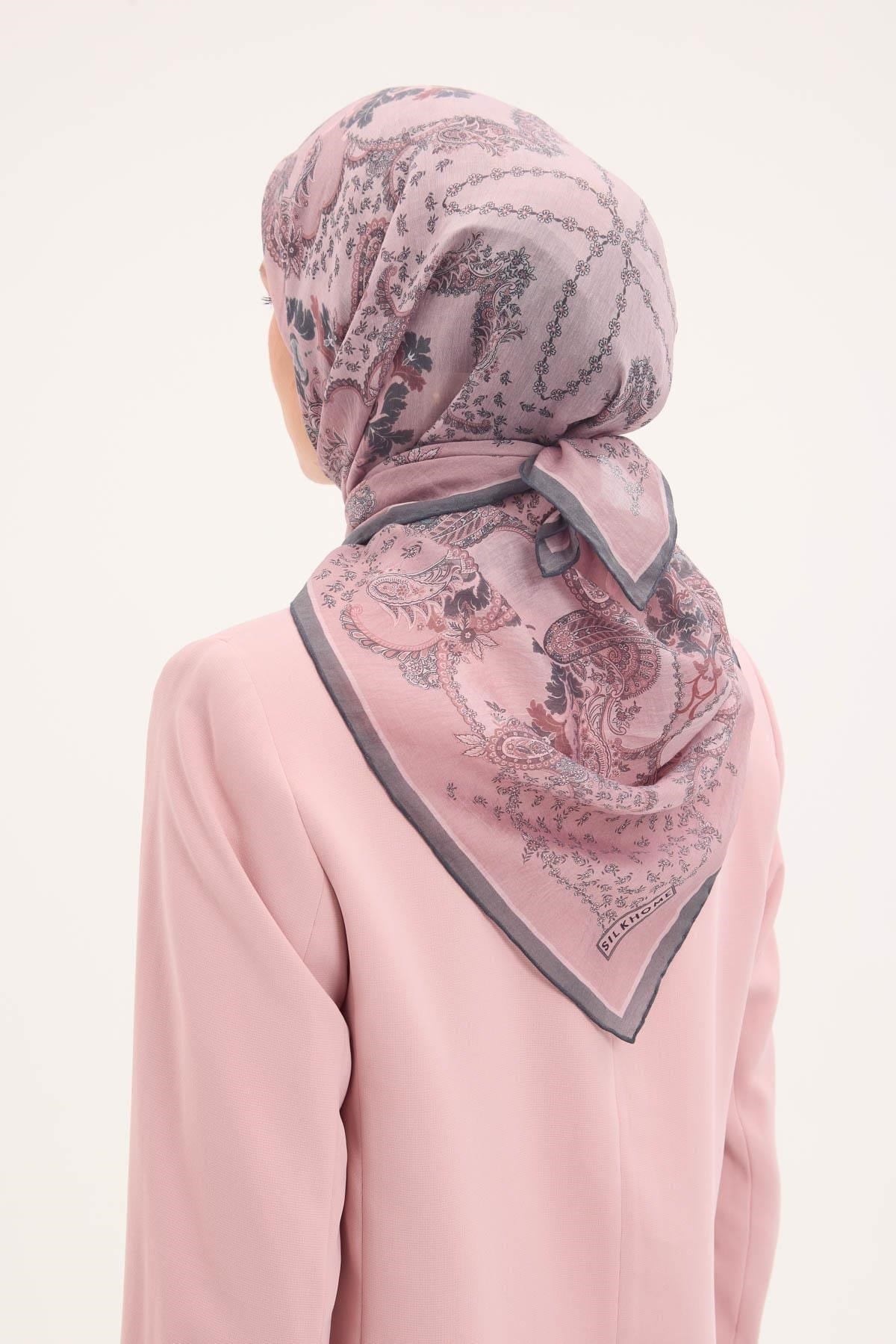 Tencel Monare Eşarp Şal Desen Pudra Vizon 90x90