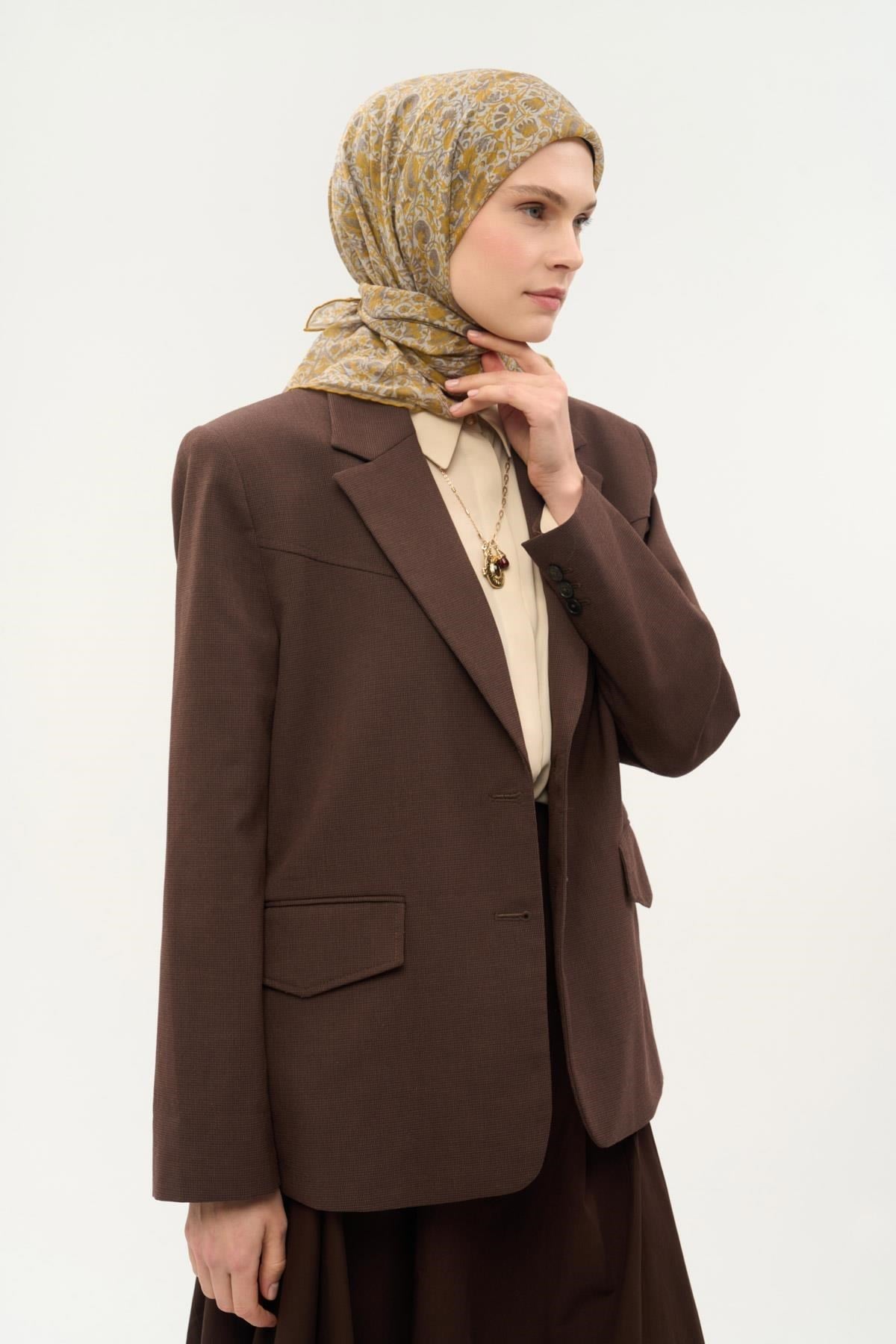 Tencel Monare Eşarp Saray Baharı Desen Gümüş 90X90