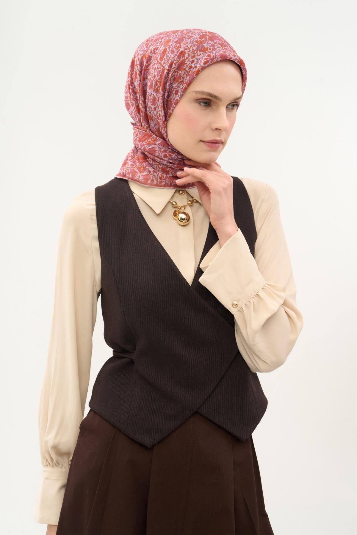 Tencel Monare Eşarp Saray Baharı Desen Lila 90X90