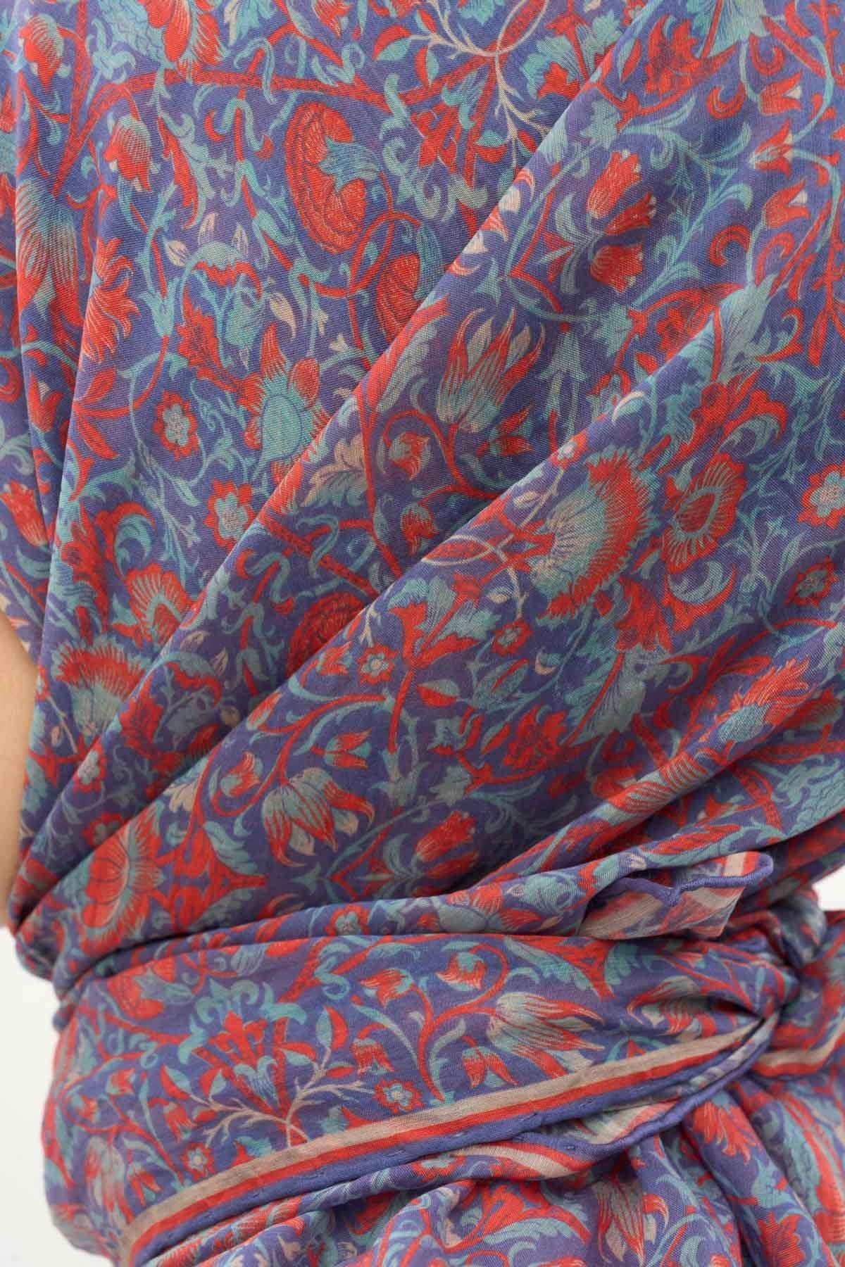 Tencel Monare Eşarp Saray Baharı Desen Morcivert 90X90