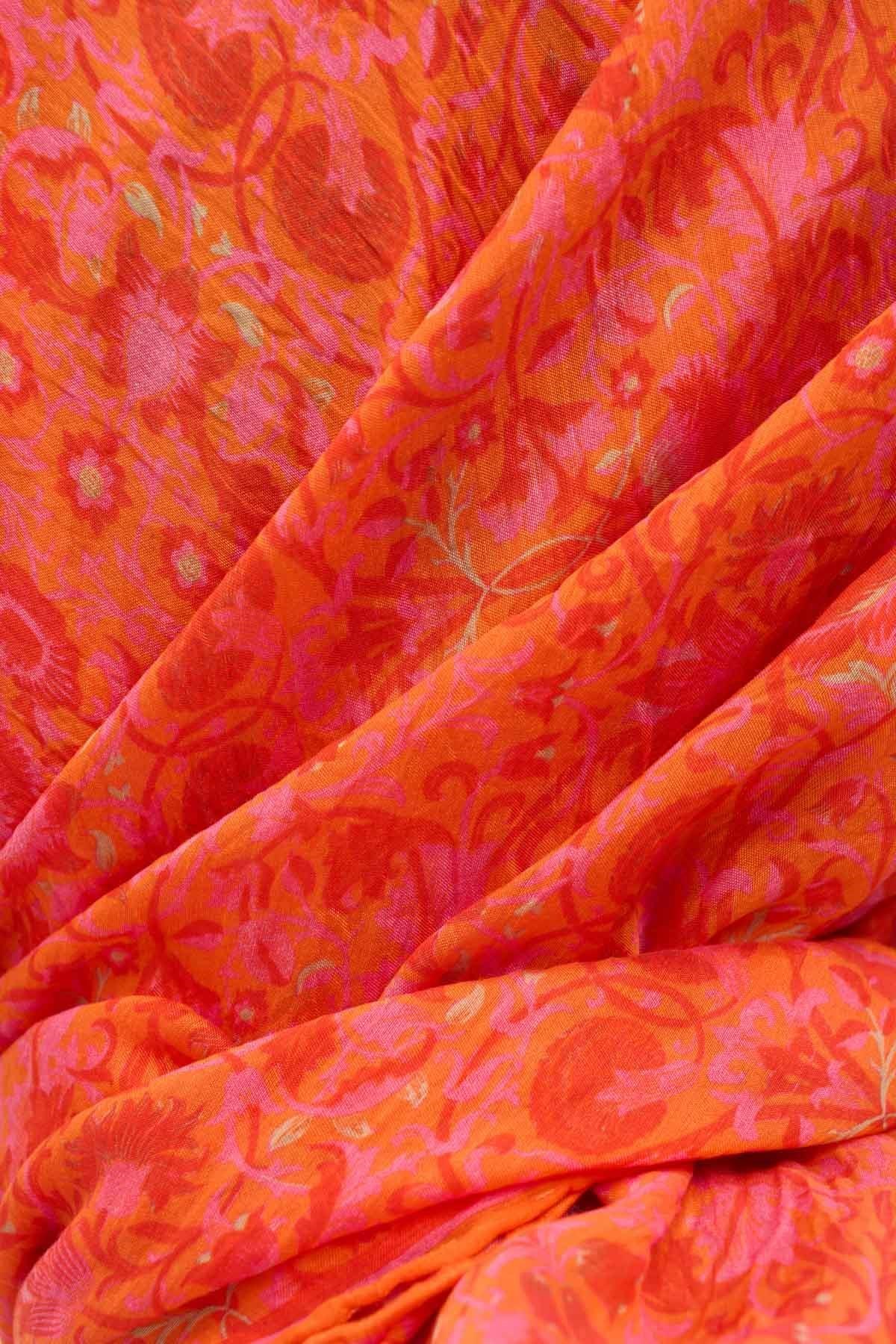 Tencel Monare Eşarp Saray Baharı Desen Somon Pembe 90X90