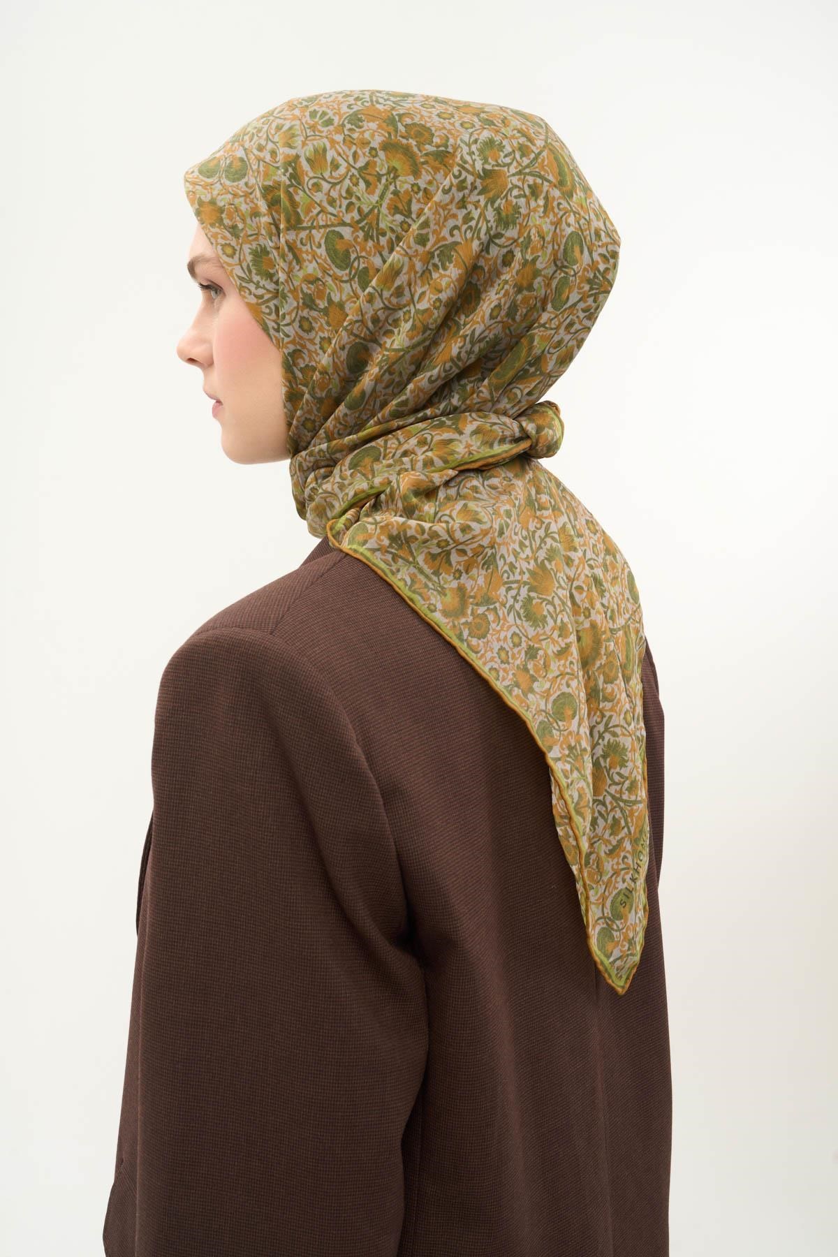 Tencel Monare Eşarp Saray Baharı Desen Taş 90X90