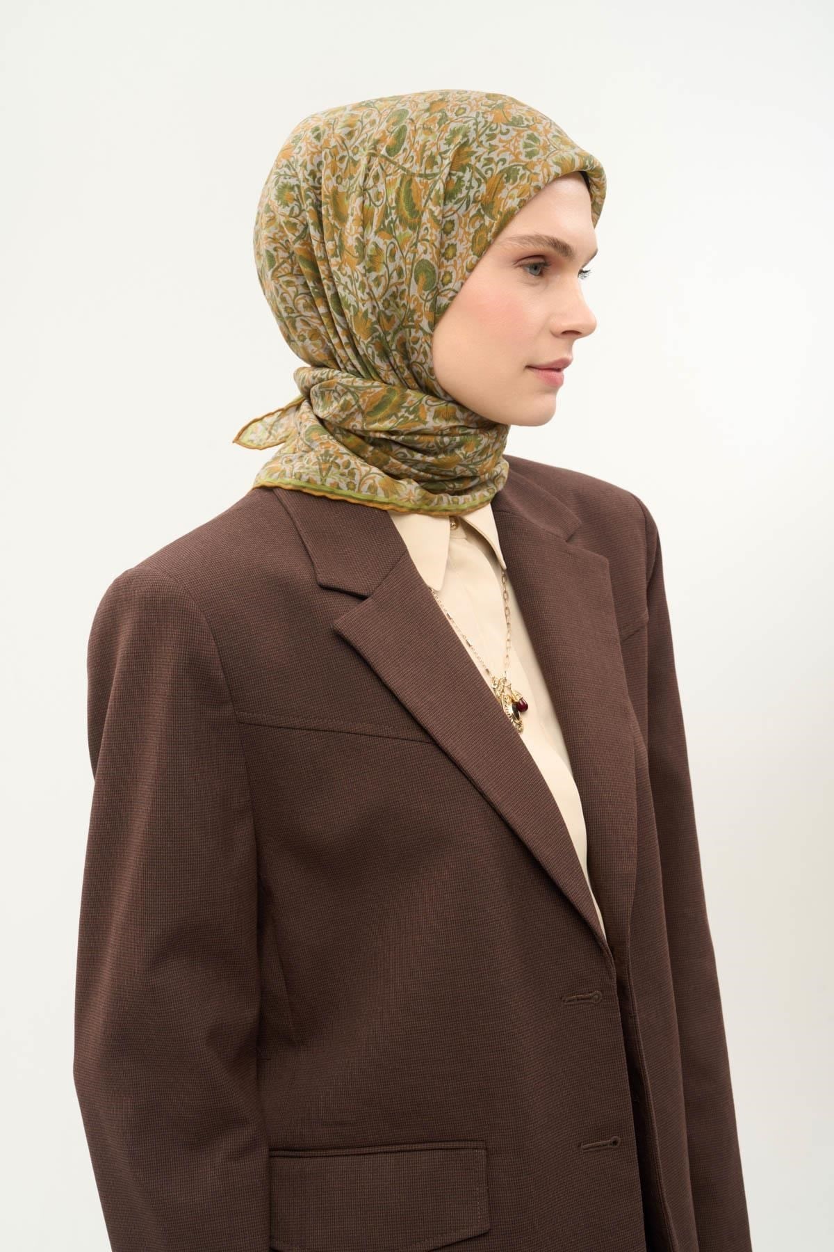 Tencel Monare Eşarp Saray Baharı Desen Taş 90X90