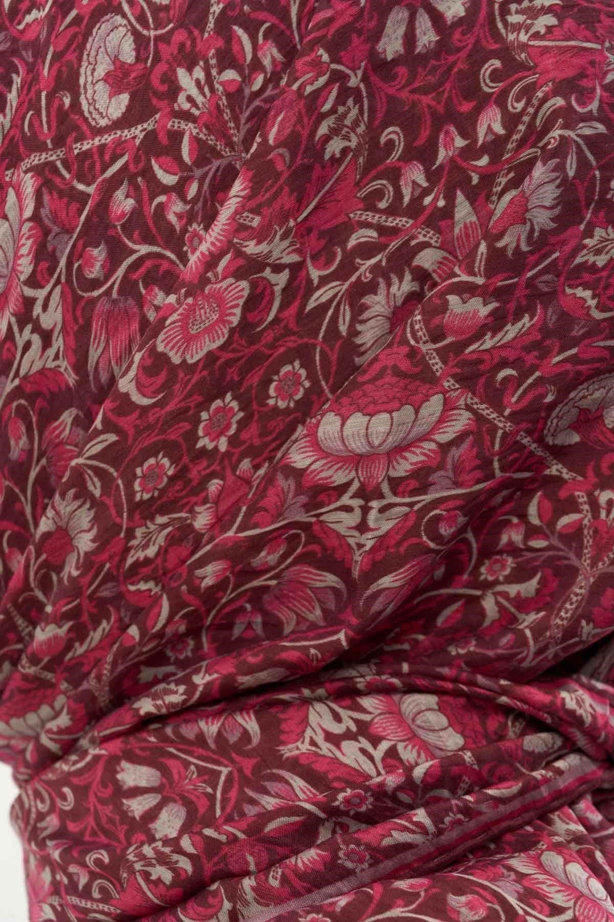 Tencel Monare Eşarp Saray Baharı Desen Vişne Çürüğü 90X90