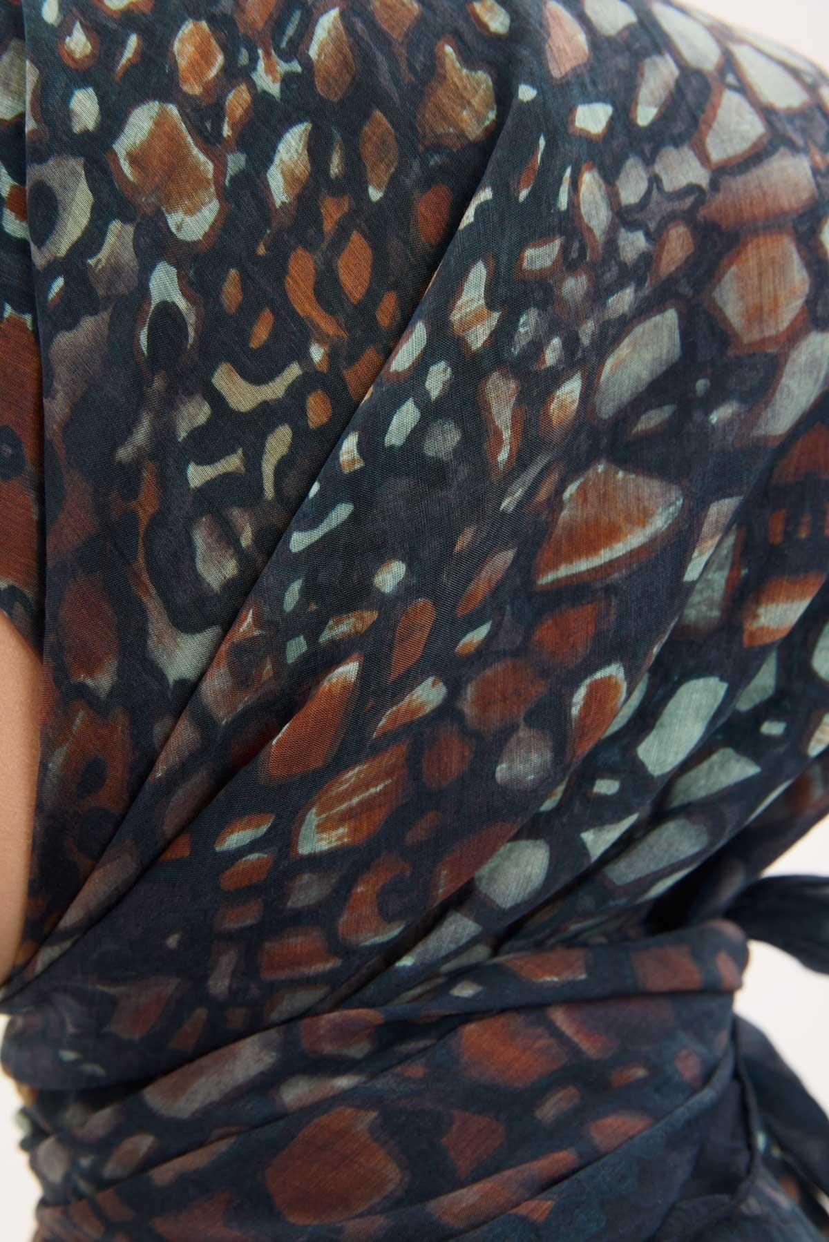 Tencel Monare Eşarp Taş Desen Gece Mavisi 90x90