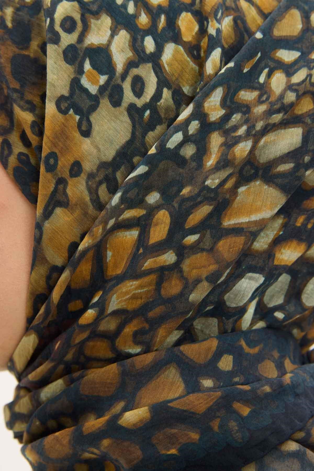 Tencel Monare Eşarp Taş Desen Lacivert 90x90