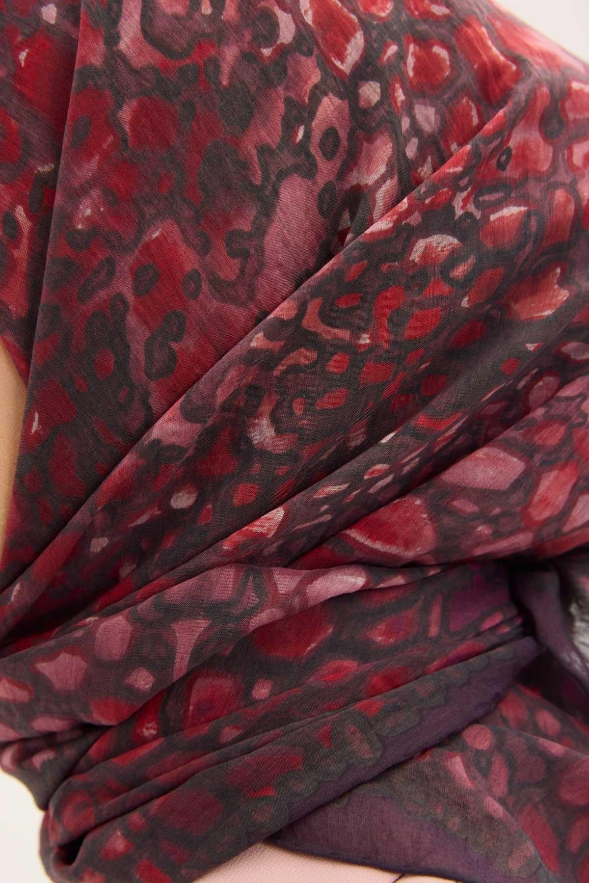 Tencel Monare Eşarp Taş Desen Mor 90x90