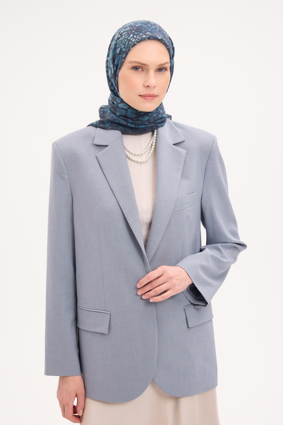 Tencel Monare Eşarp Taş Desen Petrol Yeşili 90x90