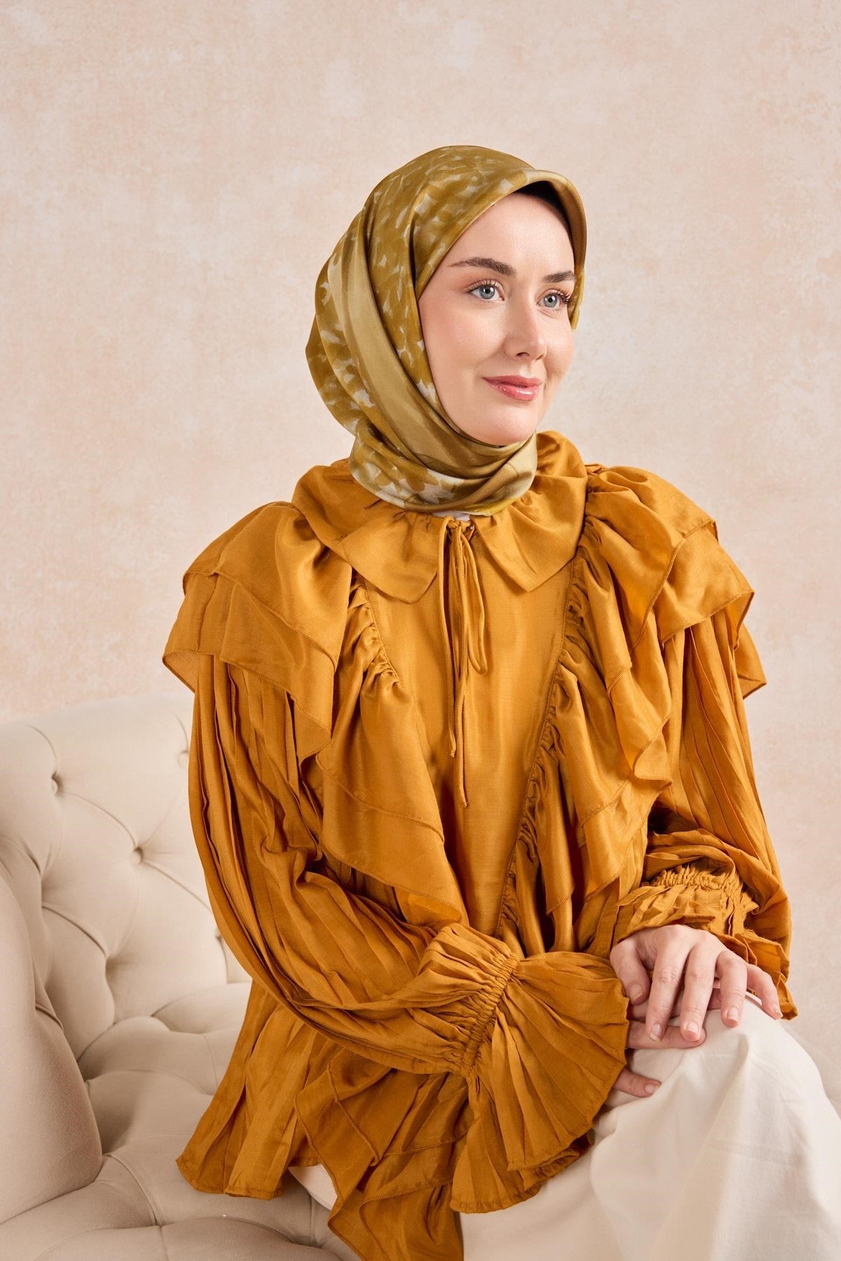 Twill İpek Bloom Eşarp Sarı  90x90