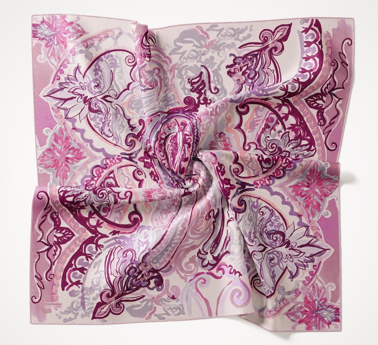 Twill İpek Eşarp Art Desen Eflatun 90x90