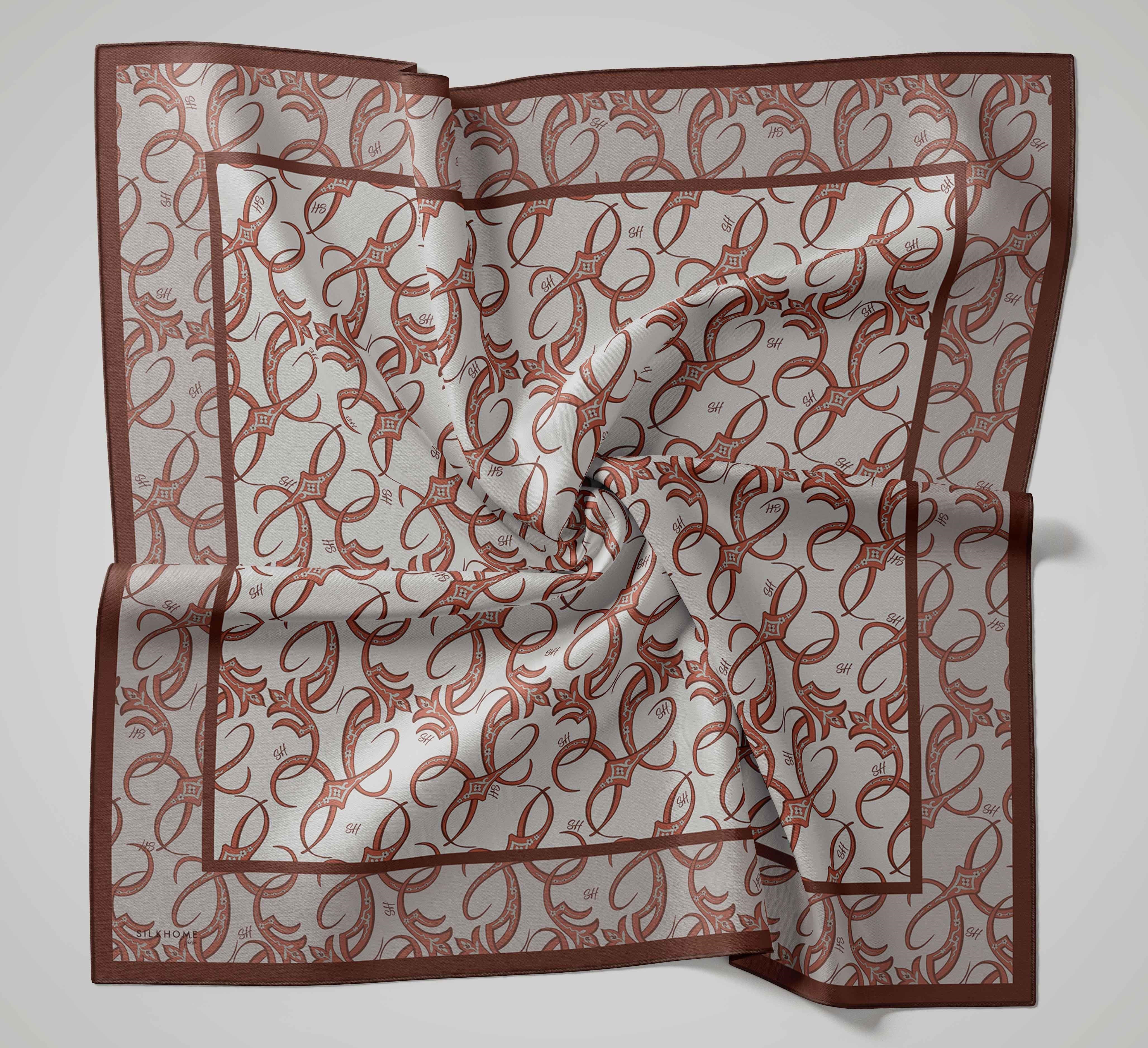 Twill İpek Eşarp Barok Gümüş 90x90